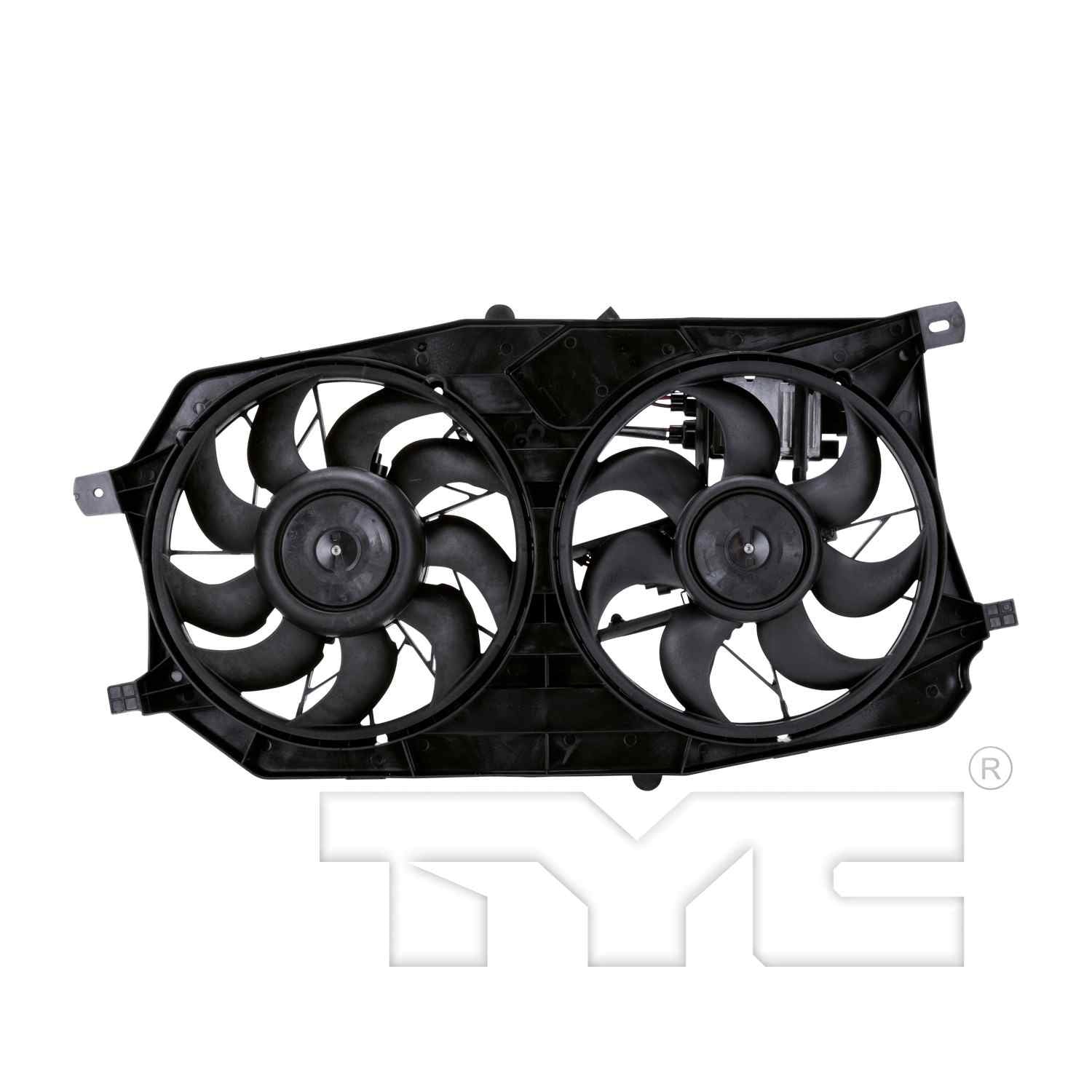 TYC Dual Radiator and Condenser Fan Assembly  top view frsport 621280