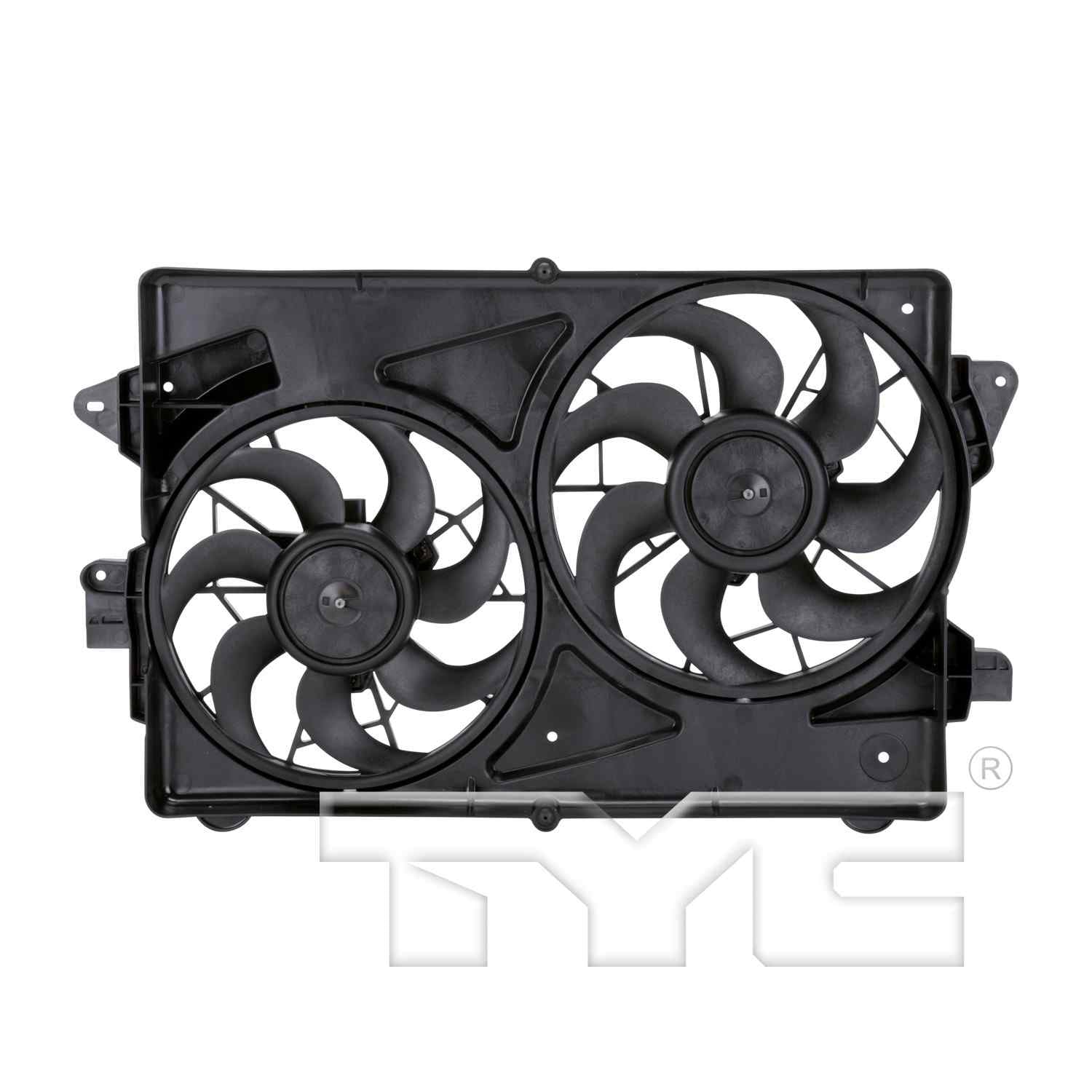 TYC Dual Radiator and Condenser Fan Assembly  top view frsport 621330