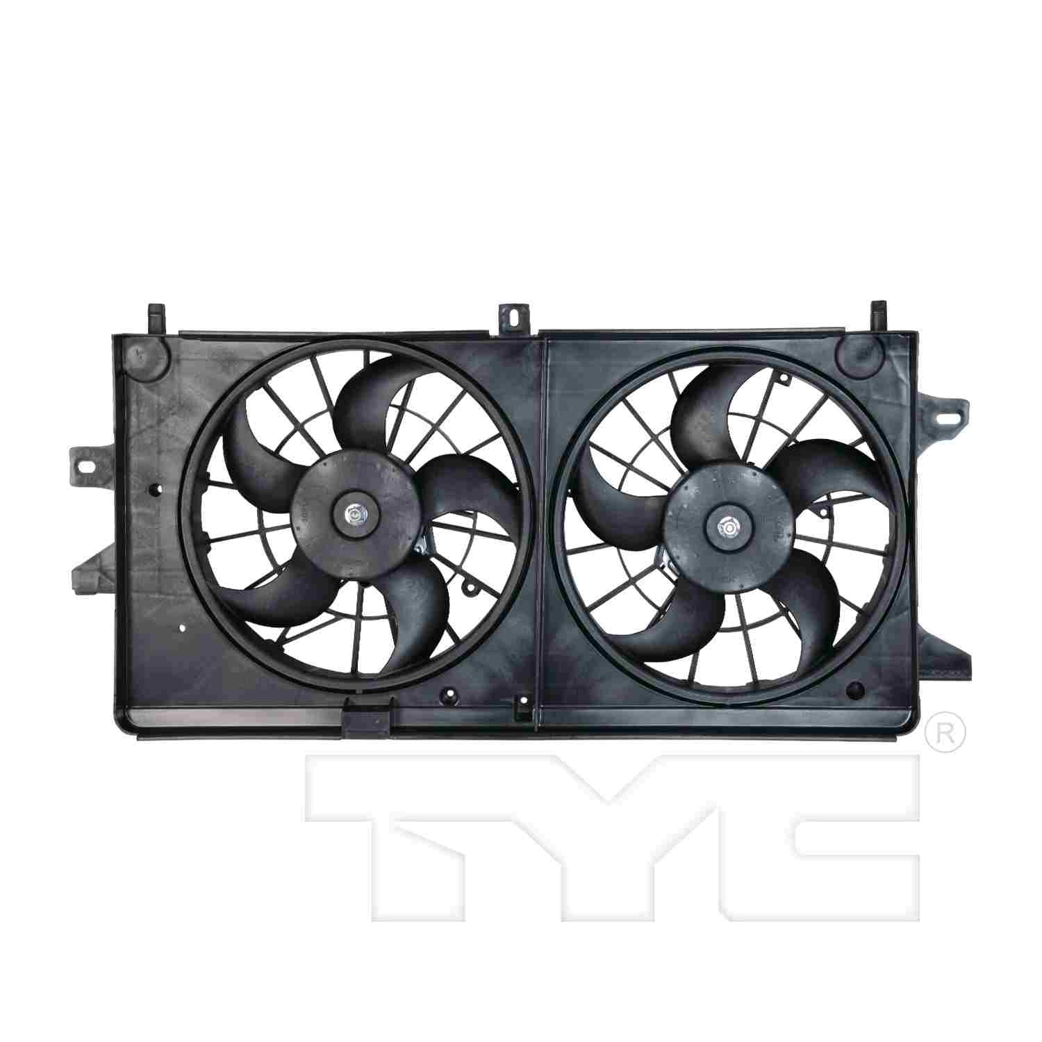 TYC Dual Radiator and Condenser Fan Assembly  top view frsport 621360