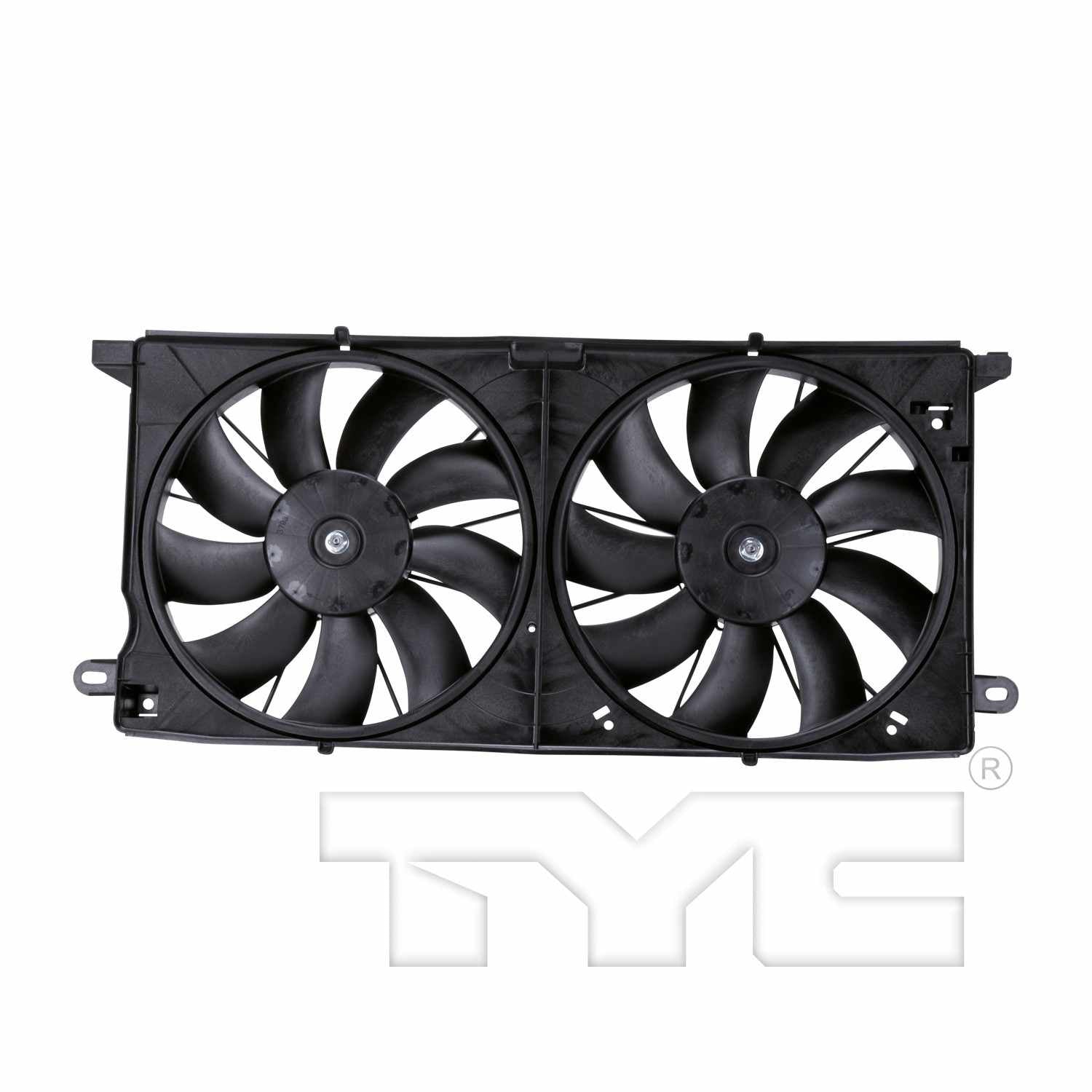 TYC Dual Radiator and Condenser Fan Assembly  top view frsport 621390