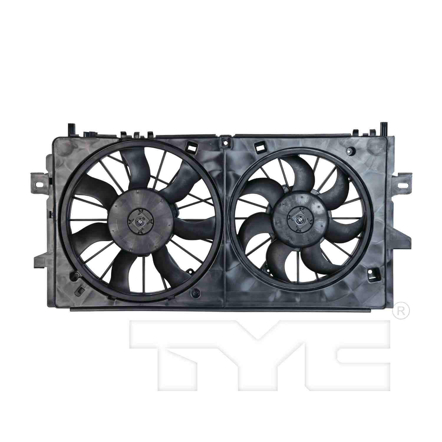 TYC Dual Radiator and Condenser Fan Assembly  top view frsport 621430