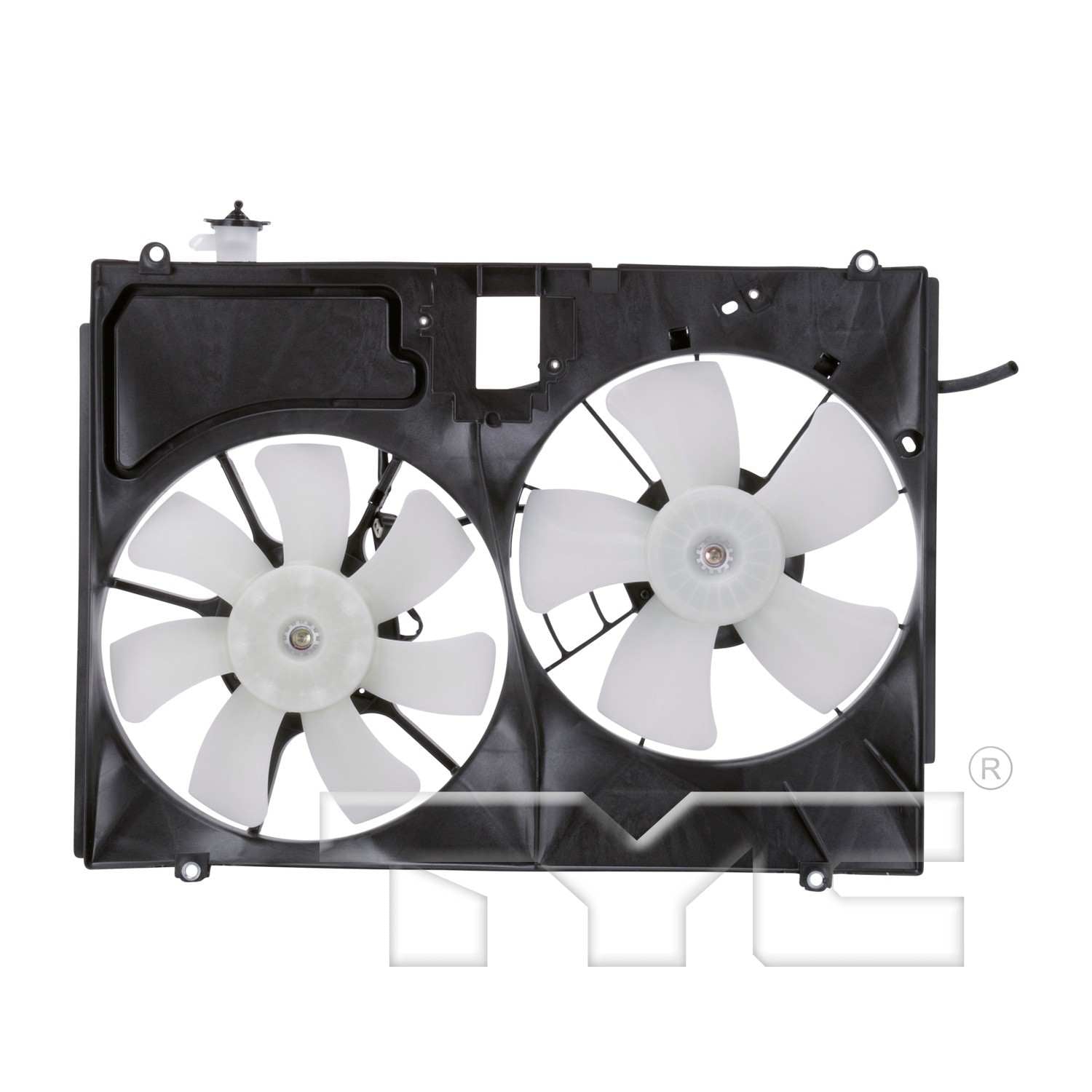 TYC Dual Radiator and Condenser Fan Assembly  top view frsport 621600