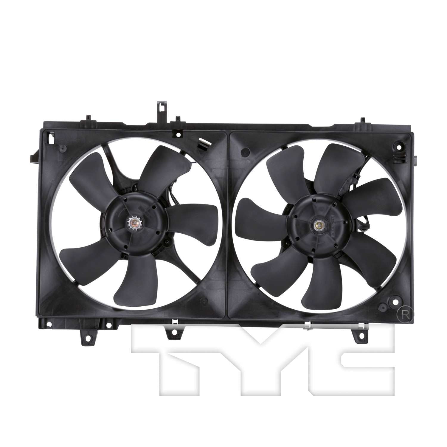 TYC Dual Radiator and Condenser Fan Assembly  top view frsport 621630