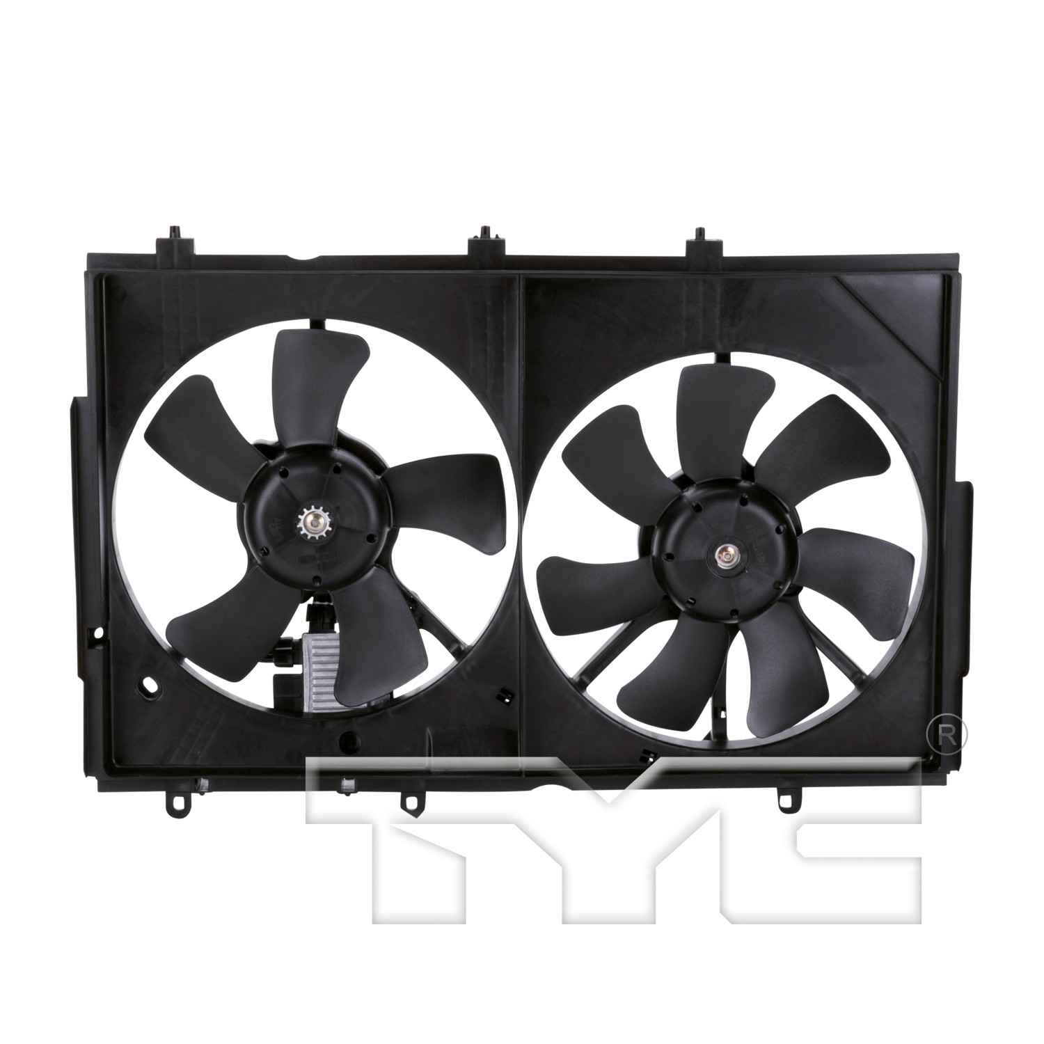 TYC Dual Radiator and Condenser Fan Assembly  top view frsport 621820