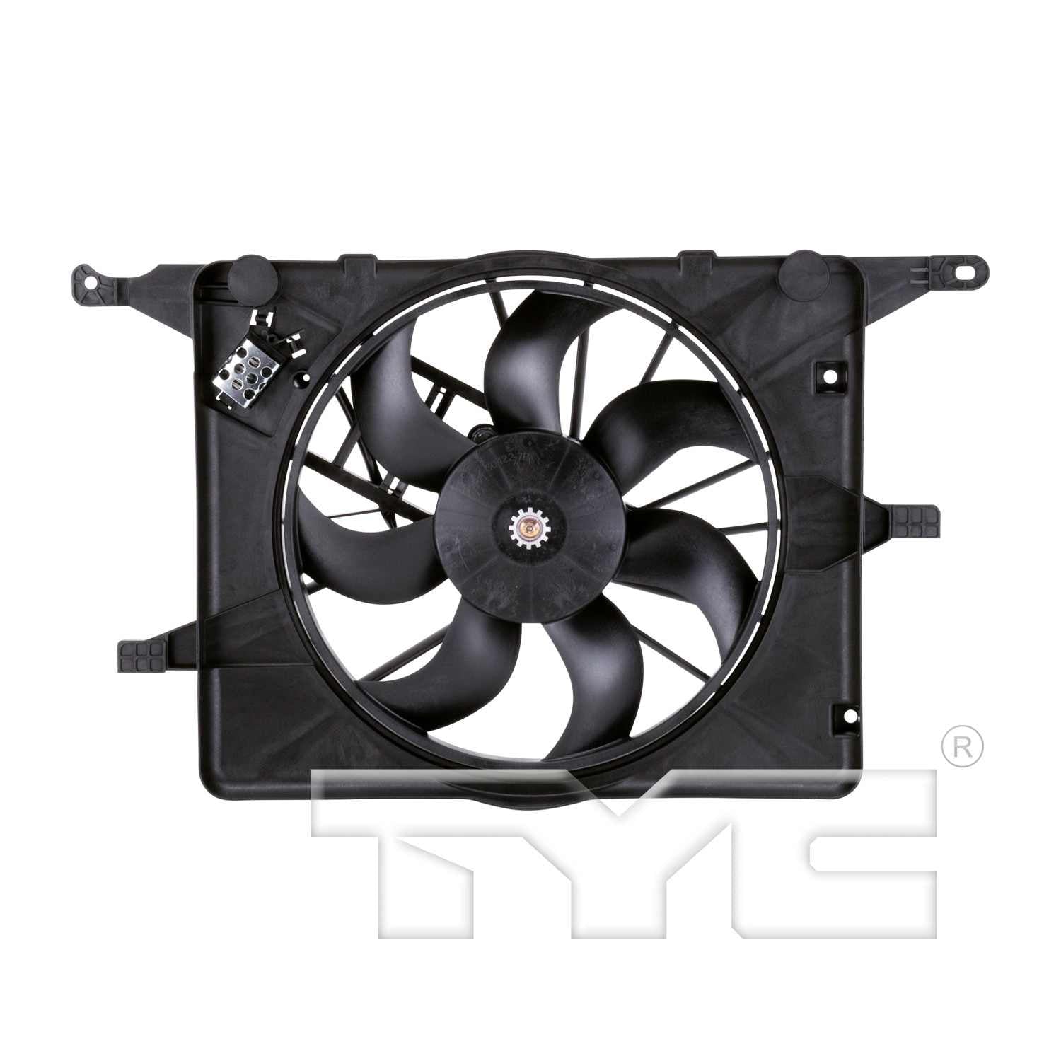 TYC Dual Radiator and Condenser Fan Assembly  top view frsport 621830