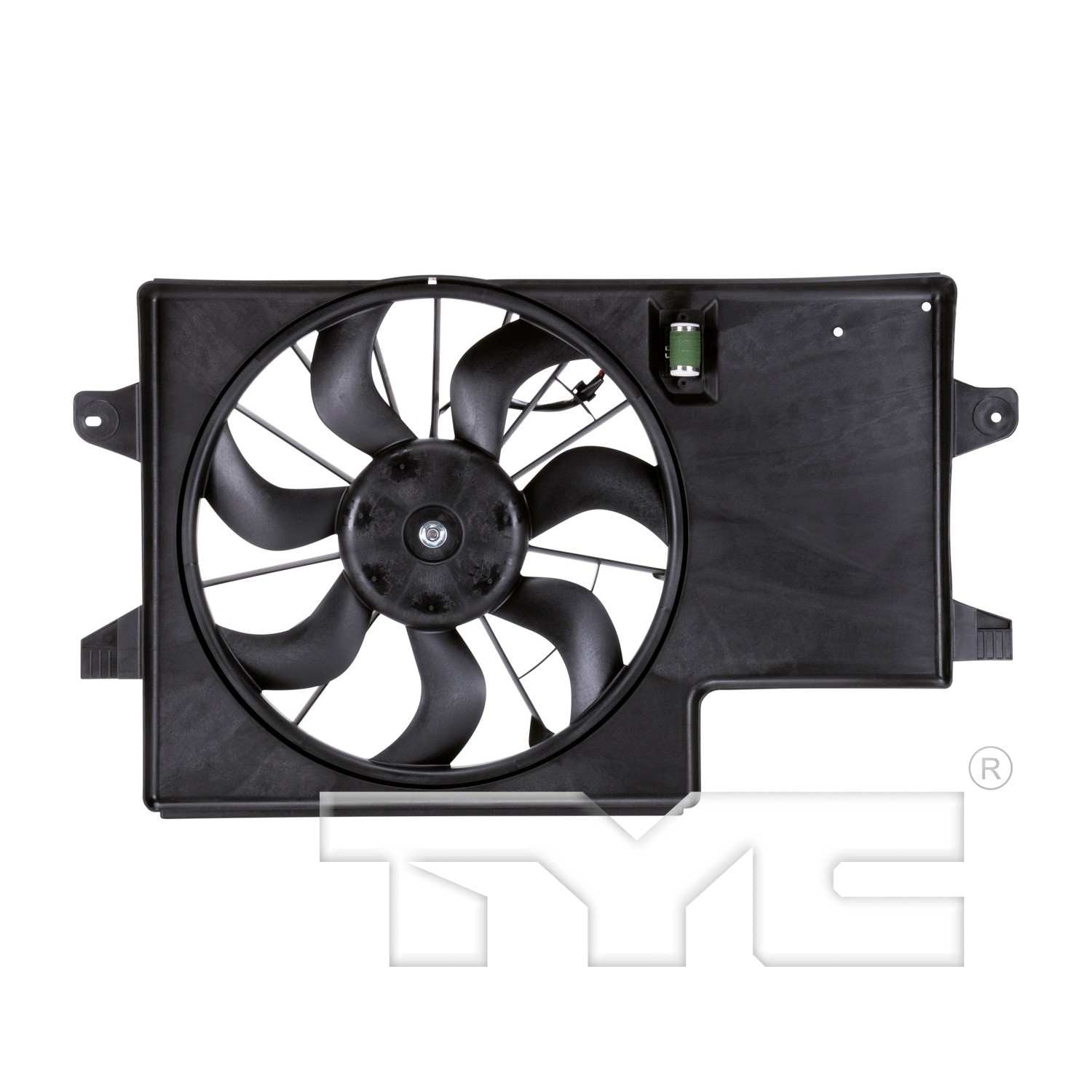 TYC Dual Radiator and Condenser Fan Assembly  top view frsport 621850