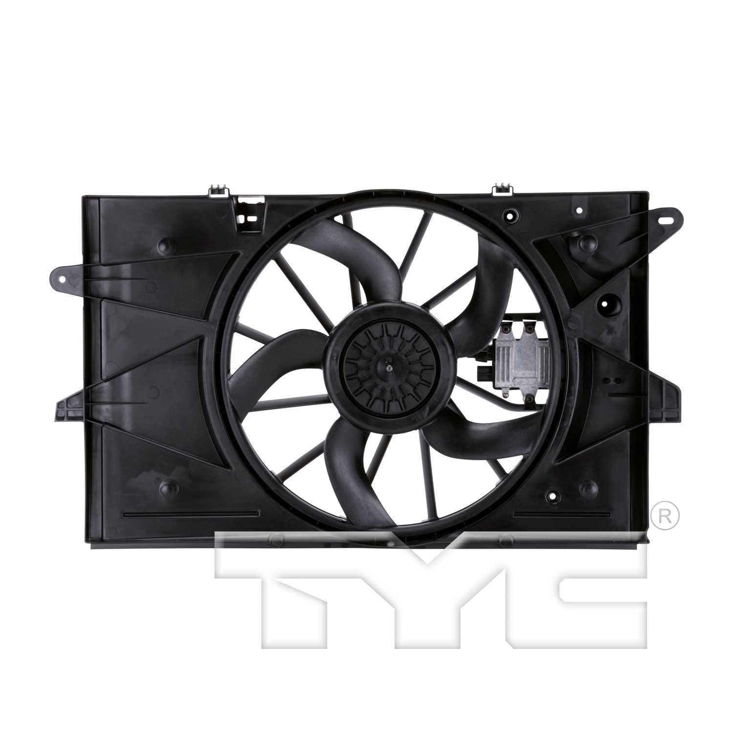 TYC Dual Radiator and Condenser Fan Assembly  top view frsport 621890