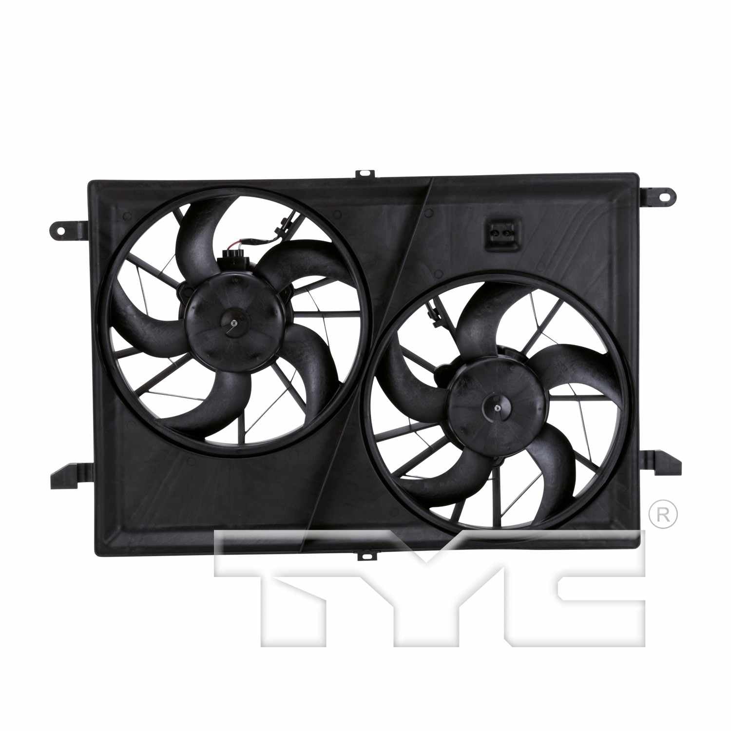 TYC Dual Radiator and Condenser Fan Assembly  top view frsport 621930