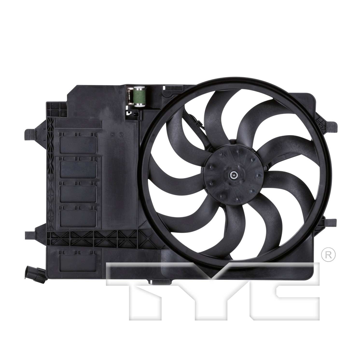 TYC Dual Radiator and Condenser Fan Assembly  top view frsport 621980