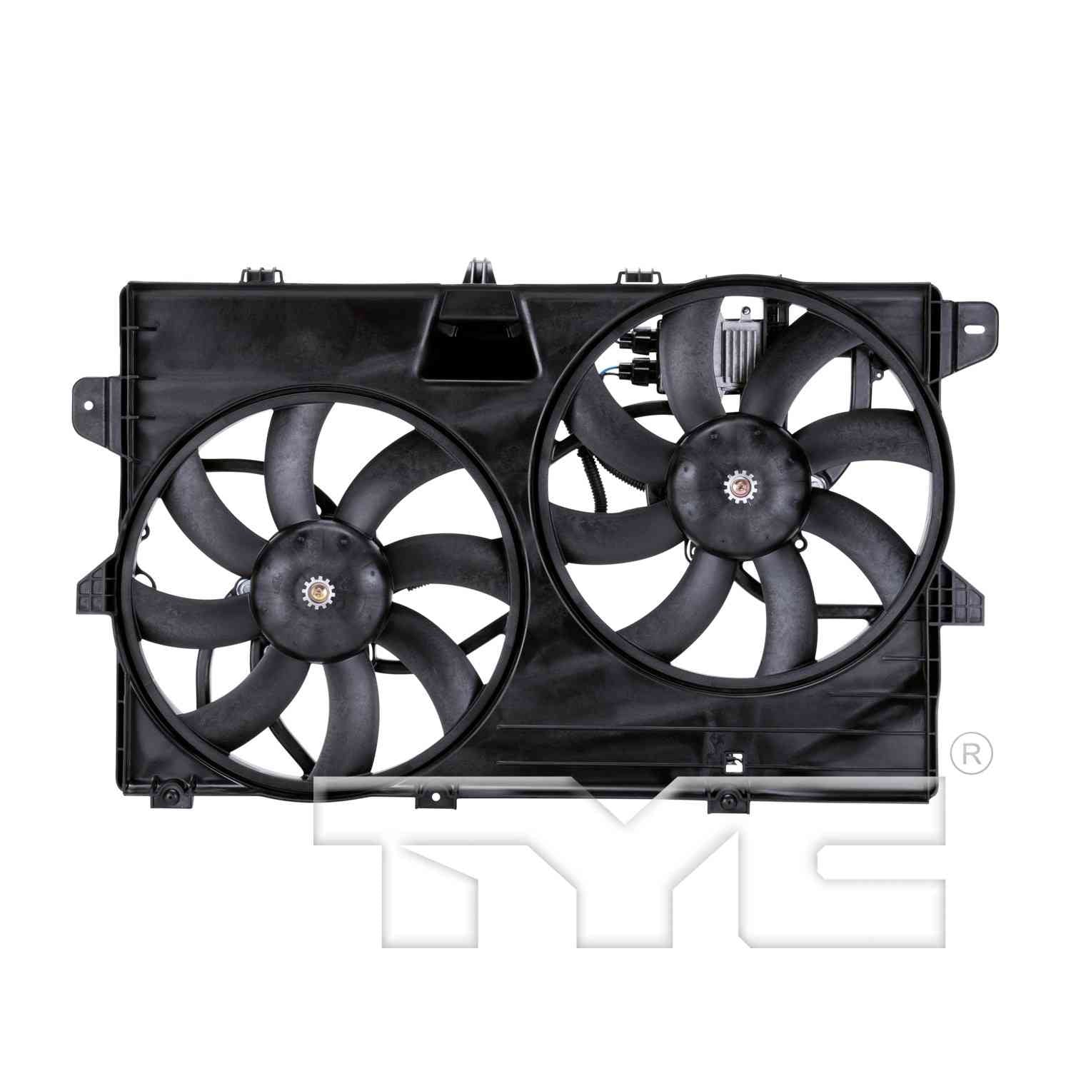 TYC Dual Radiator and Condenser Fan Assembly  top view frsport 622030