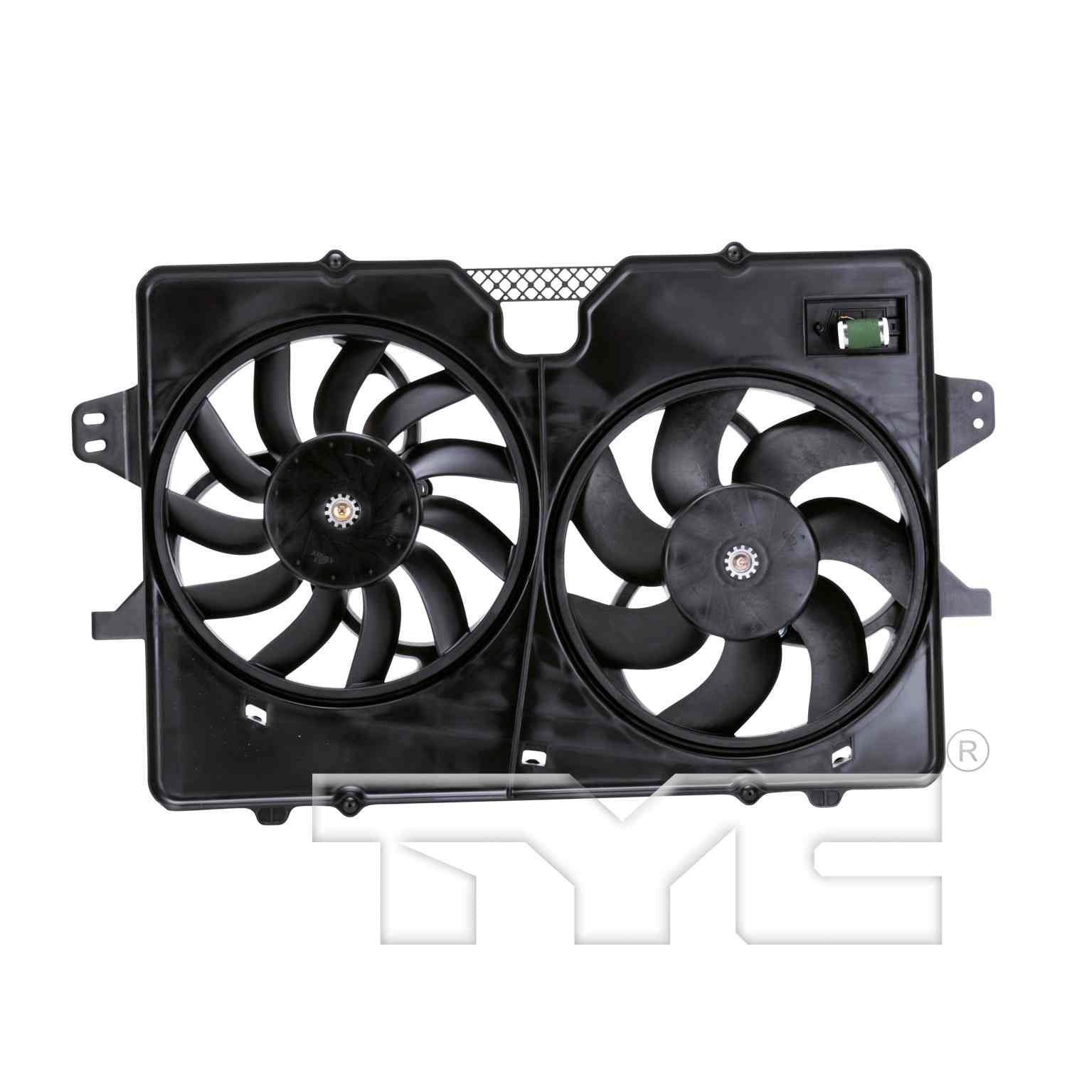 TYC Dual Radiator and Condenser Fan Assembly  top view frsport 622120