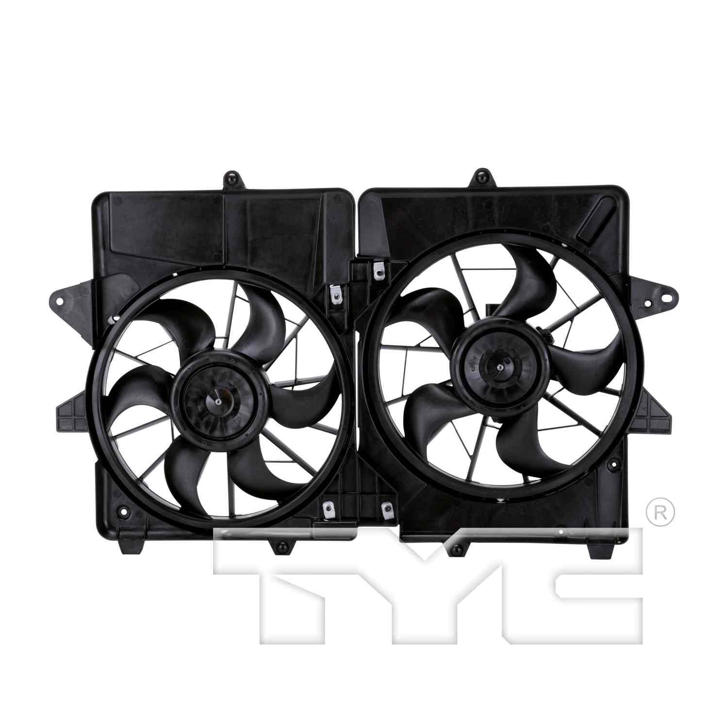 TYC Dual Radiator and Condenser Fan Assembly  top view frsport 622180