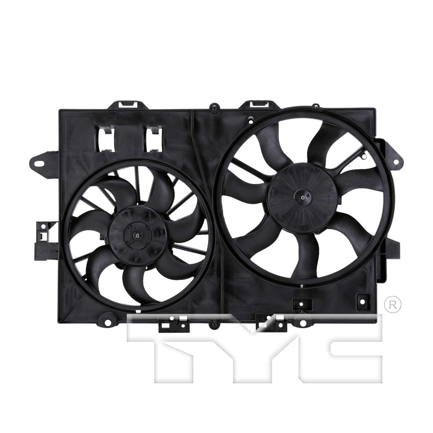 TYC Dual Radiator and Condenser Fan Assembly  top view frsport 622300