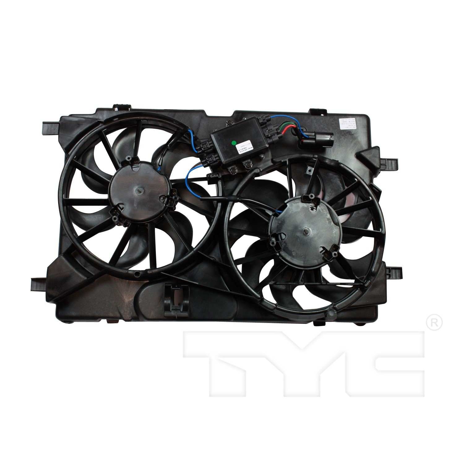 TYC Dual Radiator and Condenser Fan Assembly  top view frsport 622390