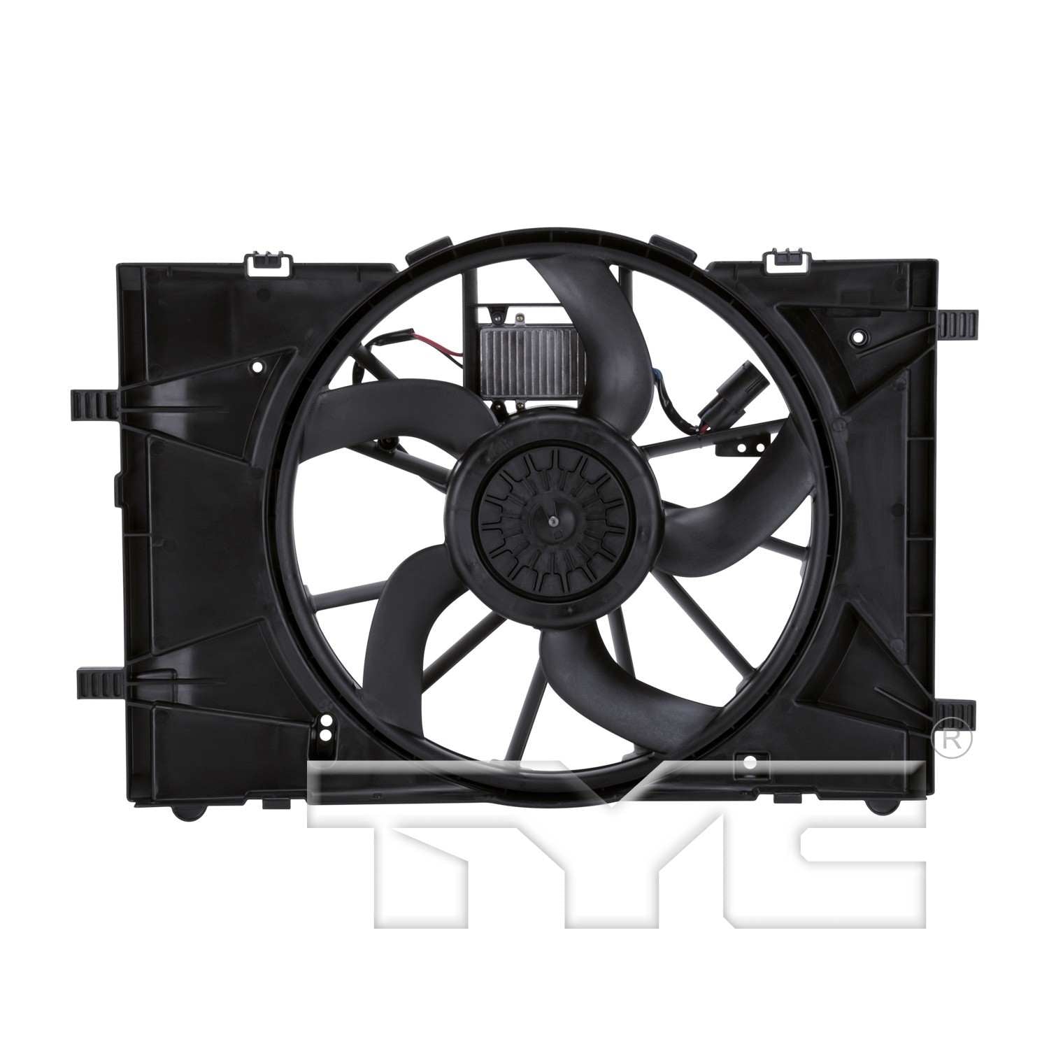 TYC Dual Radiator and Condenser Fan Assembly  top view frsport 622430