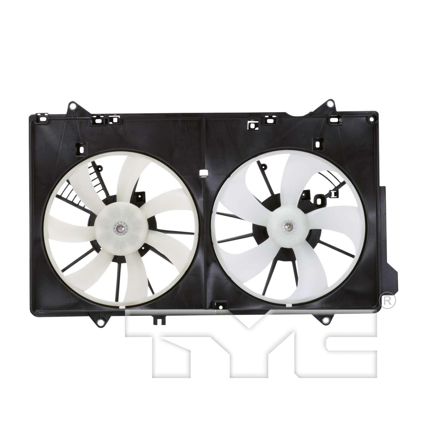 TYC Dual Radiator and Condenser Fan Assembly  top view frsport 623010