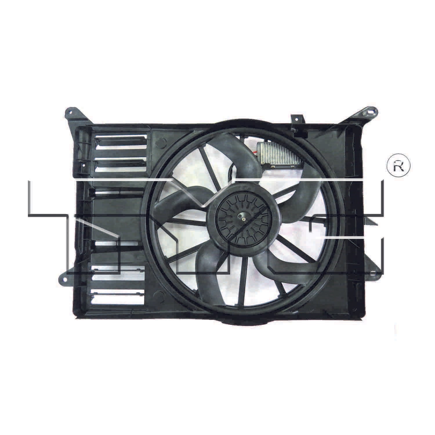 TYC Dual Radiator and Condenser Fan Assembly  top view frsport 623140