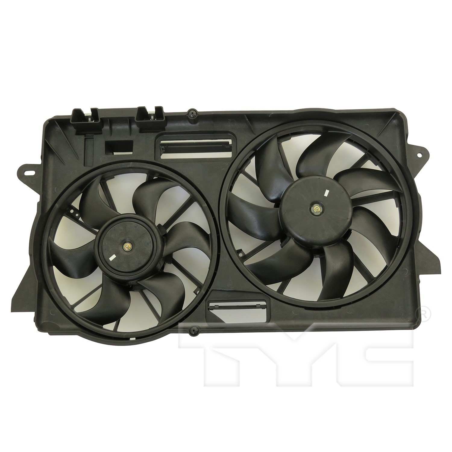 TYC Dual Radiator and Condenser Fan Assembly  top view frsport 623310