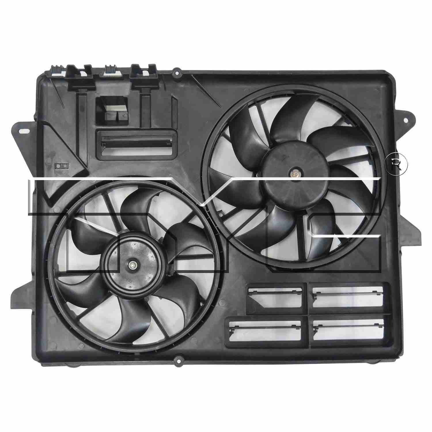 TYC Dual Radiator and Condenser Fan Assembly  top view frsport 623350