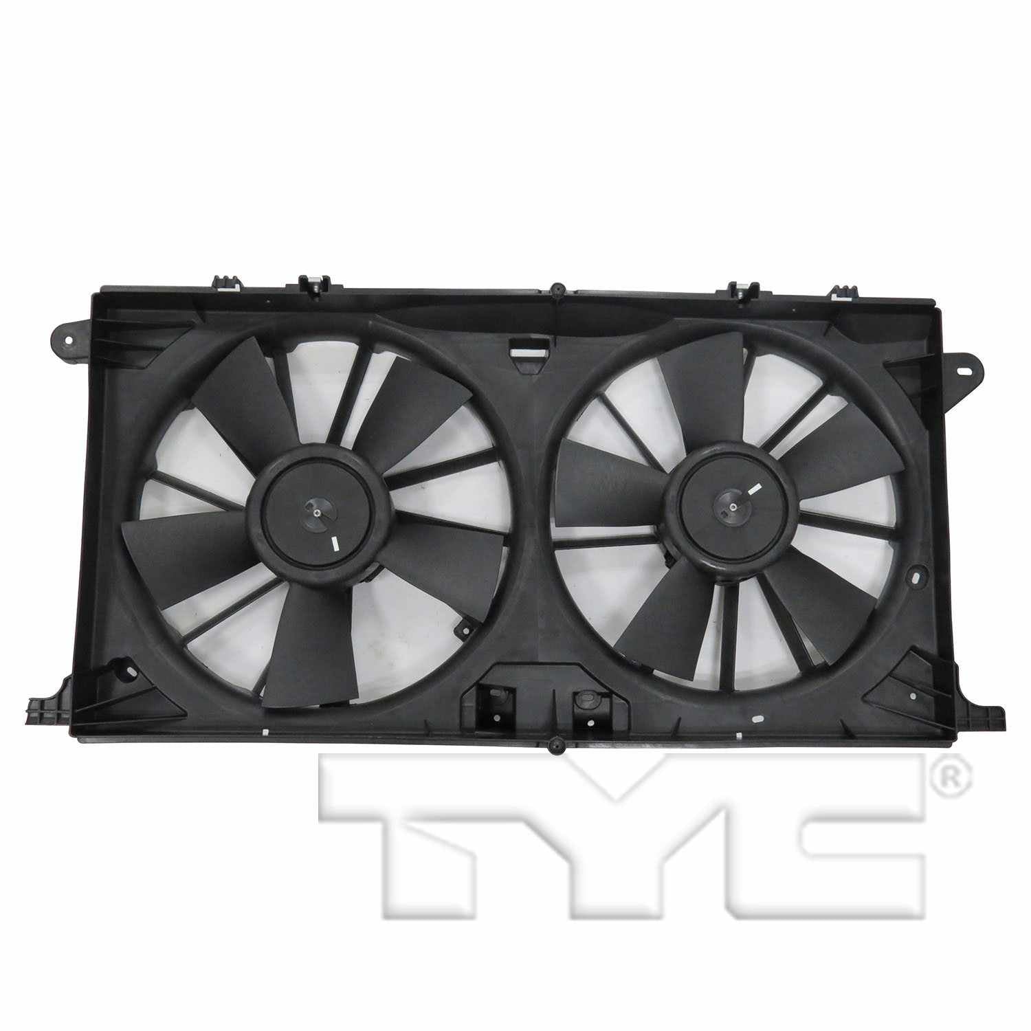 TYC Dual Radiator and Condenser Fan Assembly  top view frsport 623450