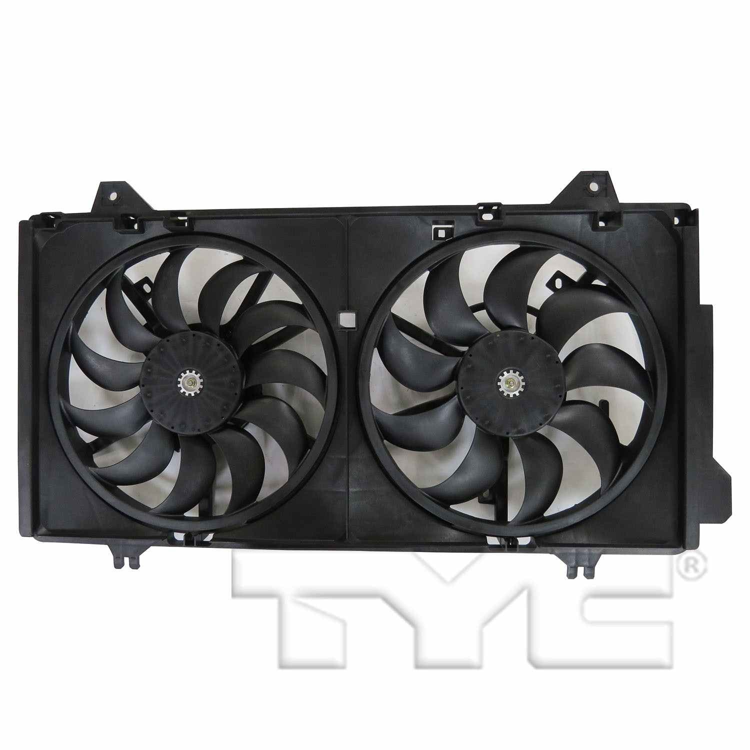 TYC Dual Radiator and Condenser Fan Assembly  top view frsport 623580