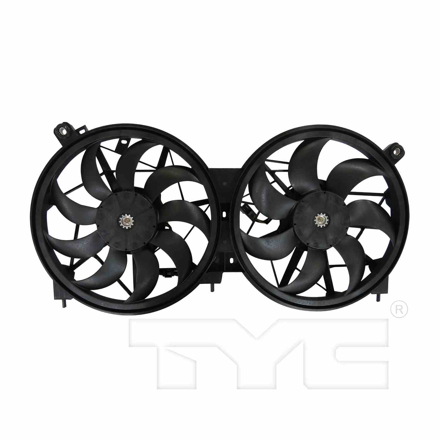 TYC Dual Radiator and Condenser Fan Assembly  top view frsport 623630