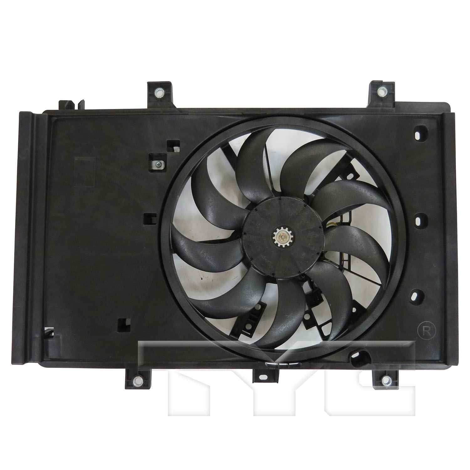 TYC Dual Radiator and Condenser Fan Assembly  top view frsport 623640