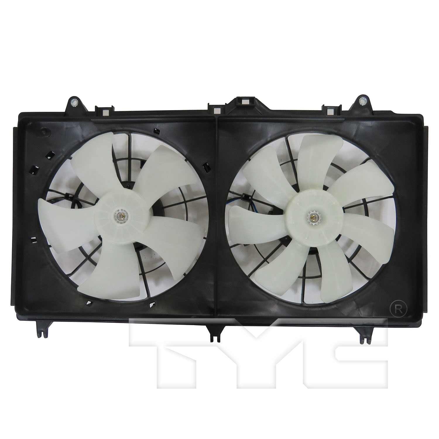 TYC Dual Radiator and Condenser Fan Assembly  top view frsport 623660