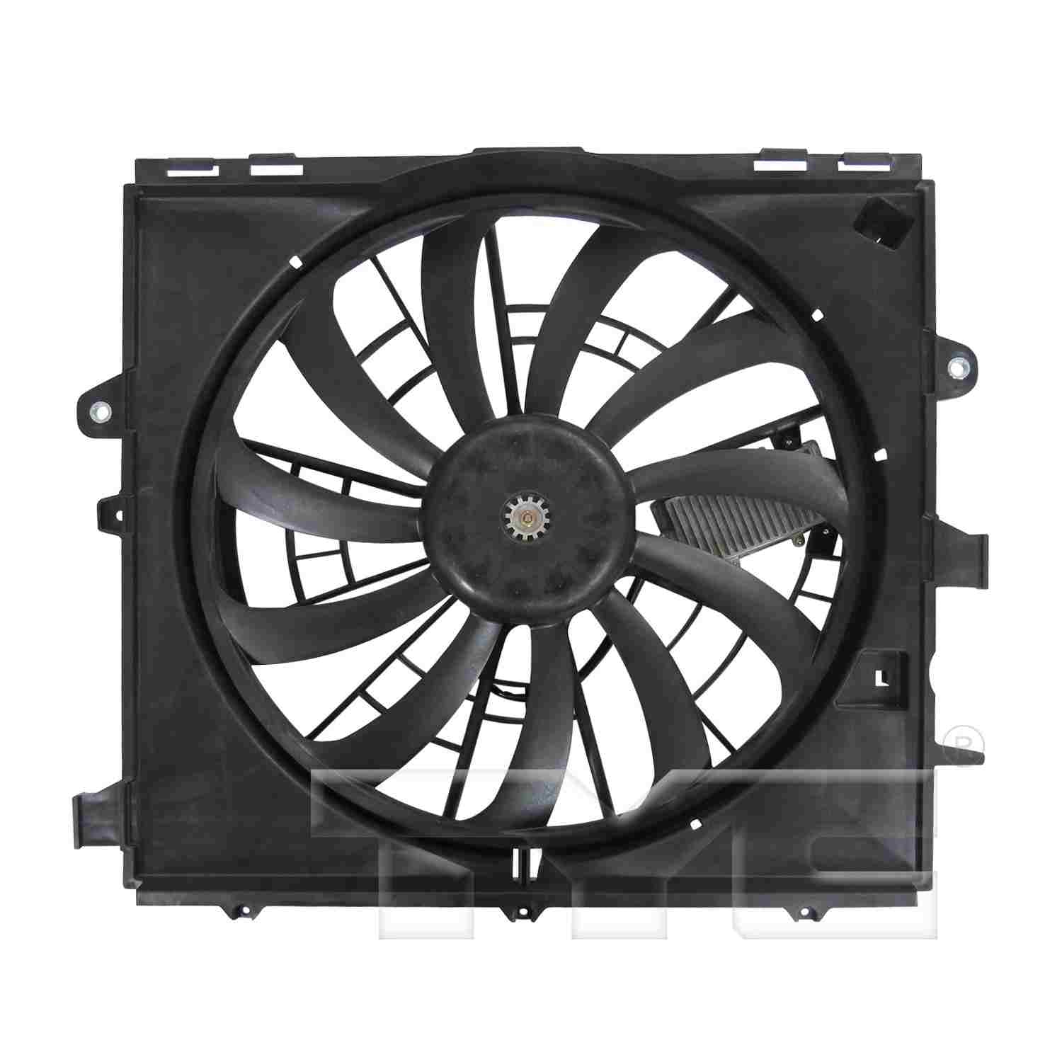 TYC Dual Radiator and Condenser Fan Assembly  top view frsport 623680