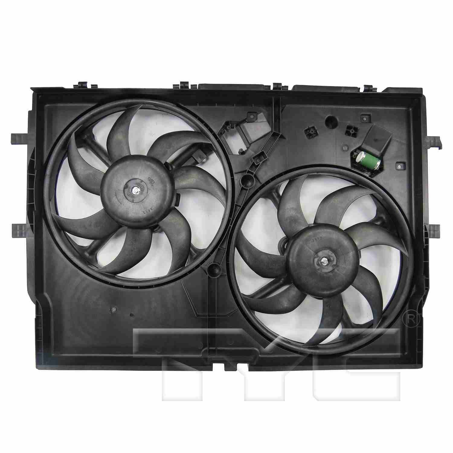 TYC Dual Radiator and Condenser Fan Assembly  top view frsport 623720