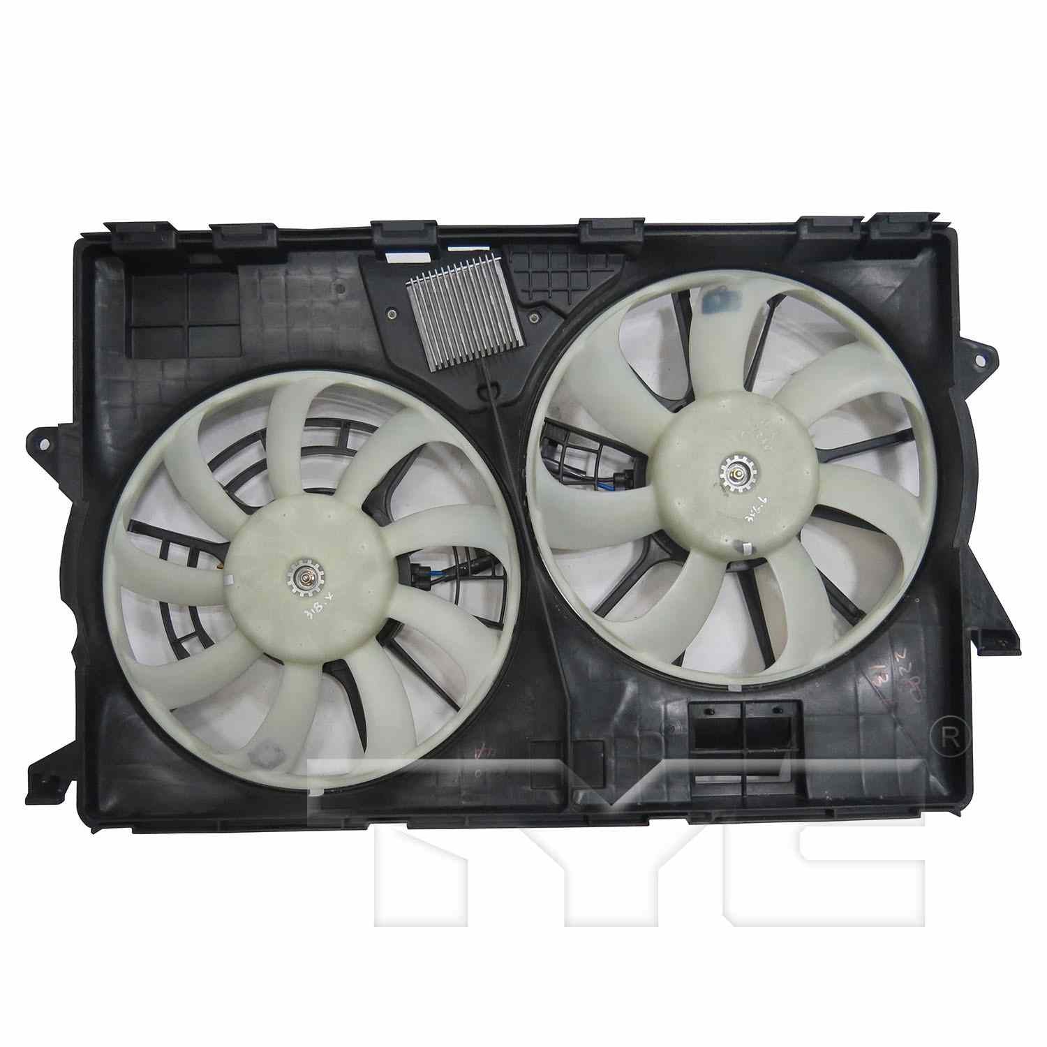 TYC Dual Radiator and Condenser Fan Assembly  top view frsport 623850