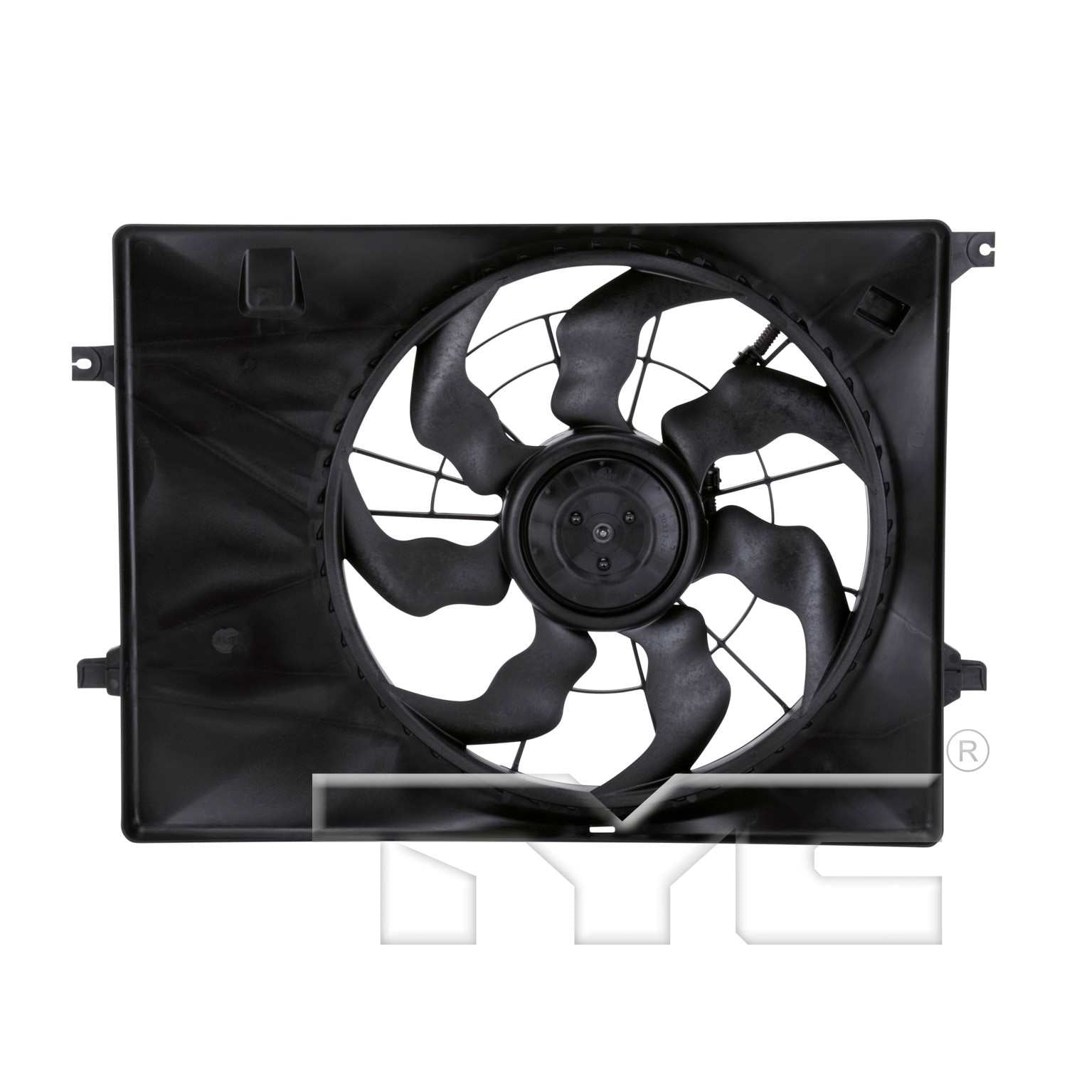 TYC Dual Radiator and Condenser Fan Assembly  top view frsport 623920