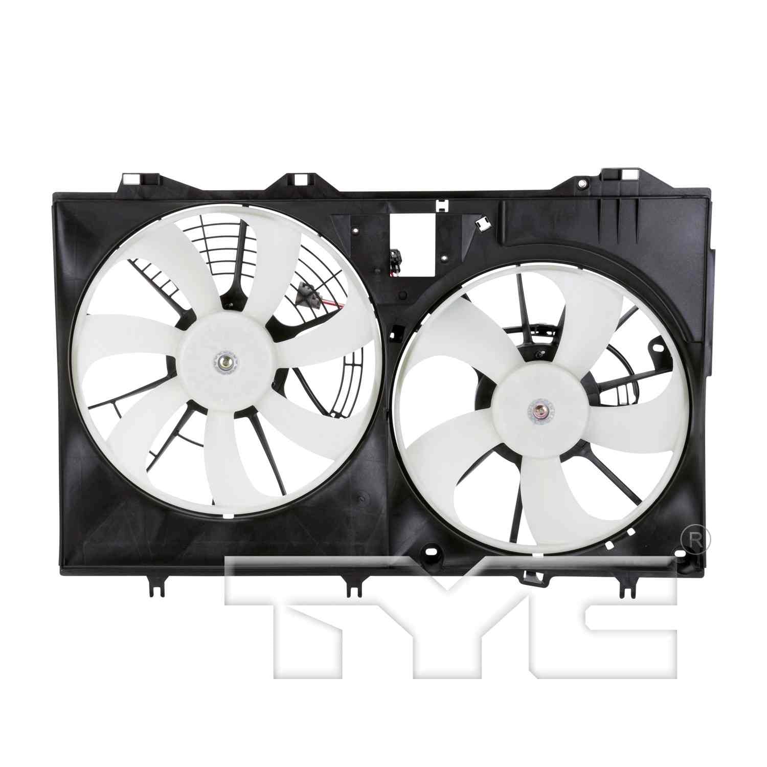 TYC Dual Radiator and Condenser Fan Assembly  top view frsport 623940