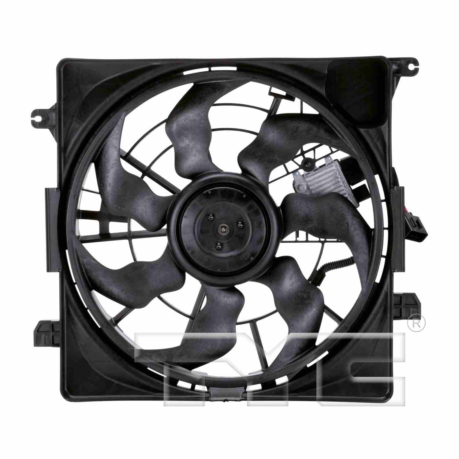 TYC Dual Radiator and Condenser Fan Assembly  top view frsport 623970