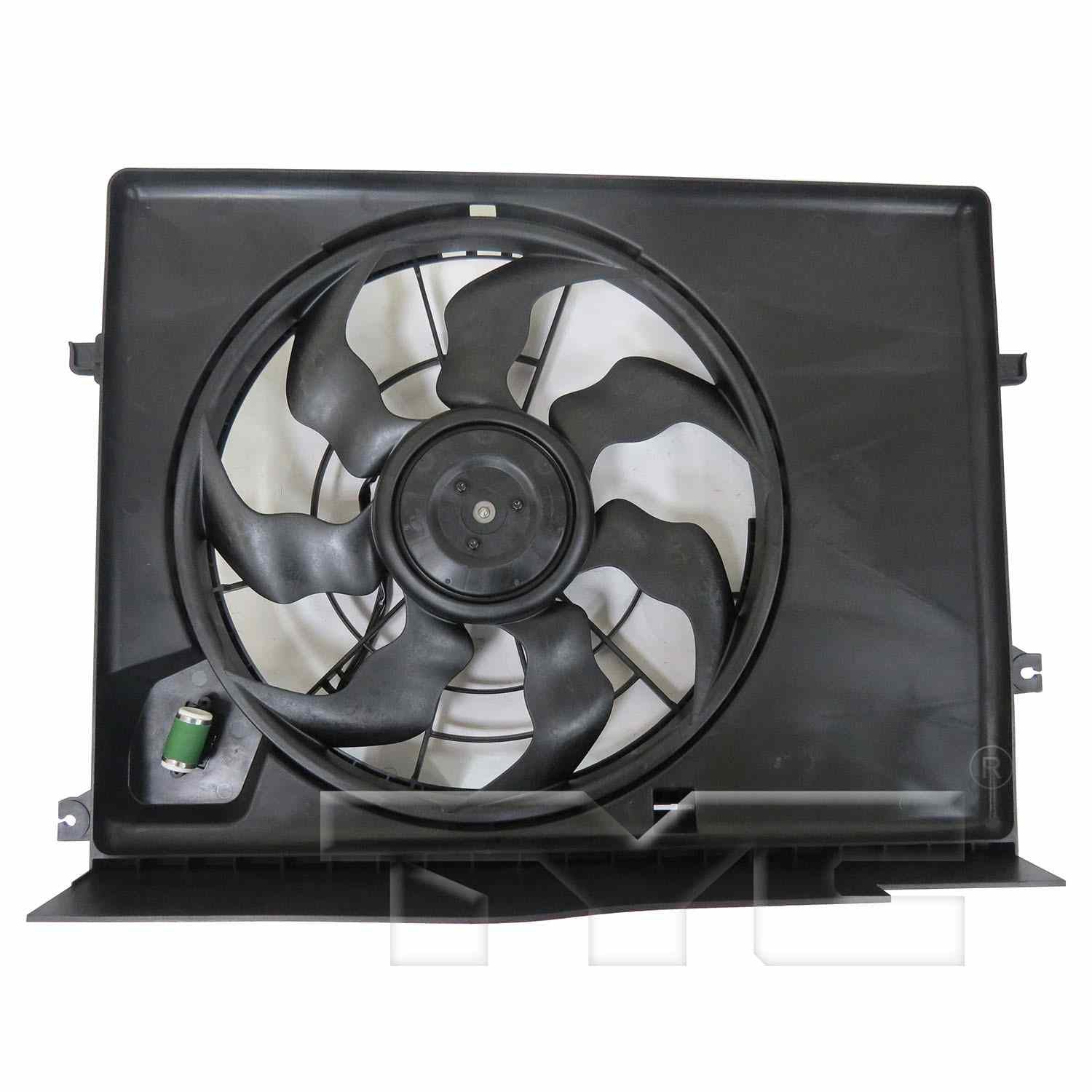 TYC Dual Radiator and Condenser Fan Assembly  top view frsport 623980