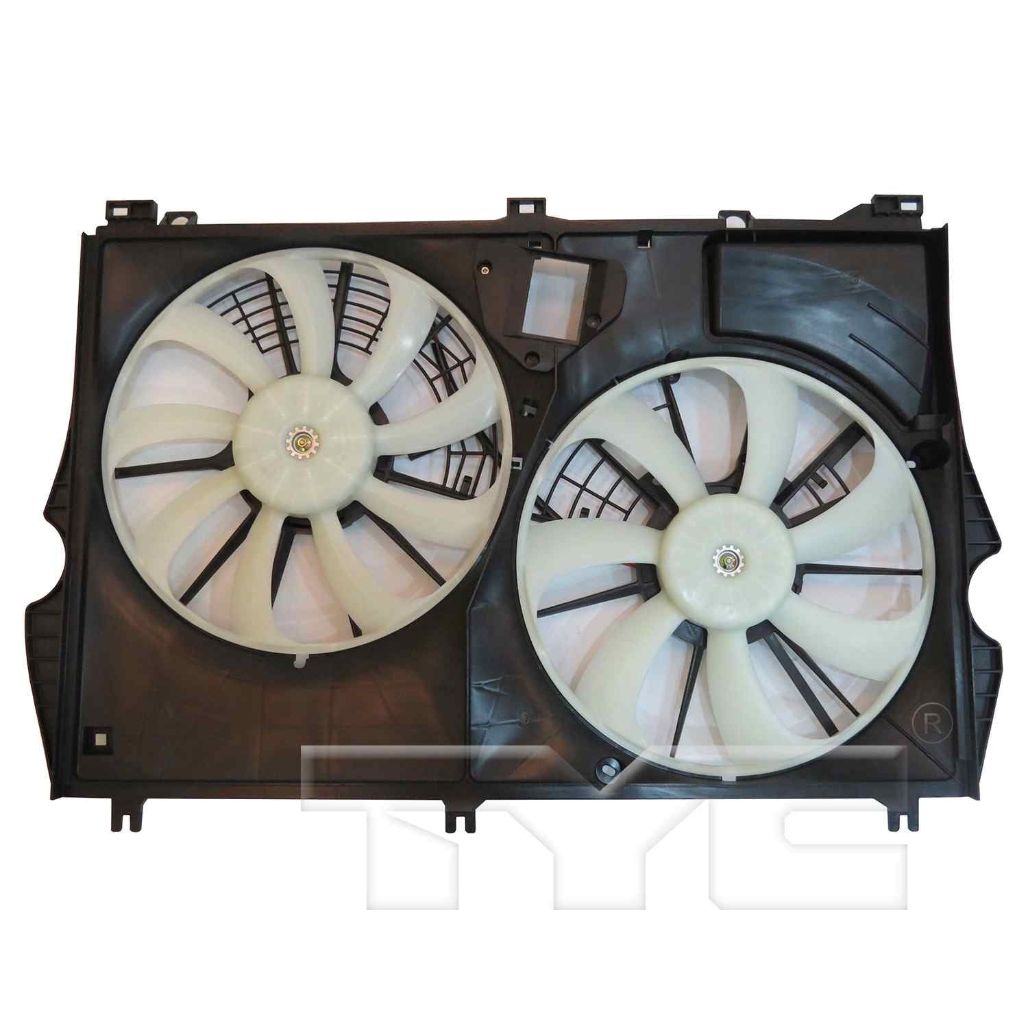 TYC Dual Radiator and Condenser Fan Assembly  top view frsport 624180