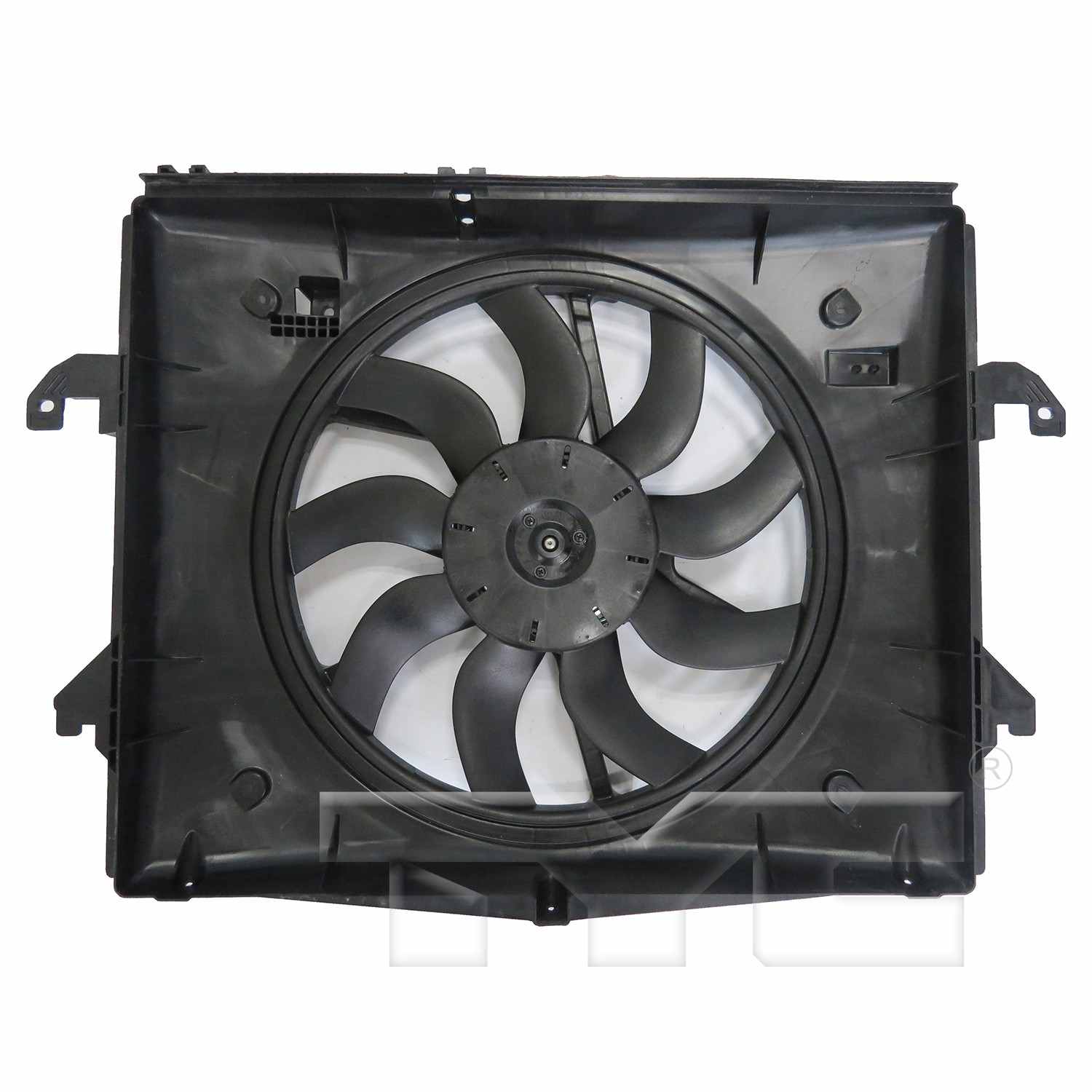 TYC Dual Radiator and Condenser Fan Assembly  top view frsport 624370