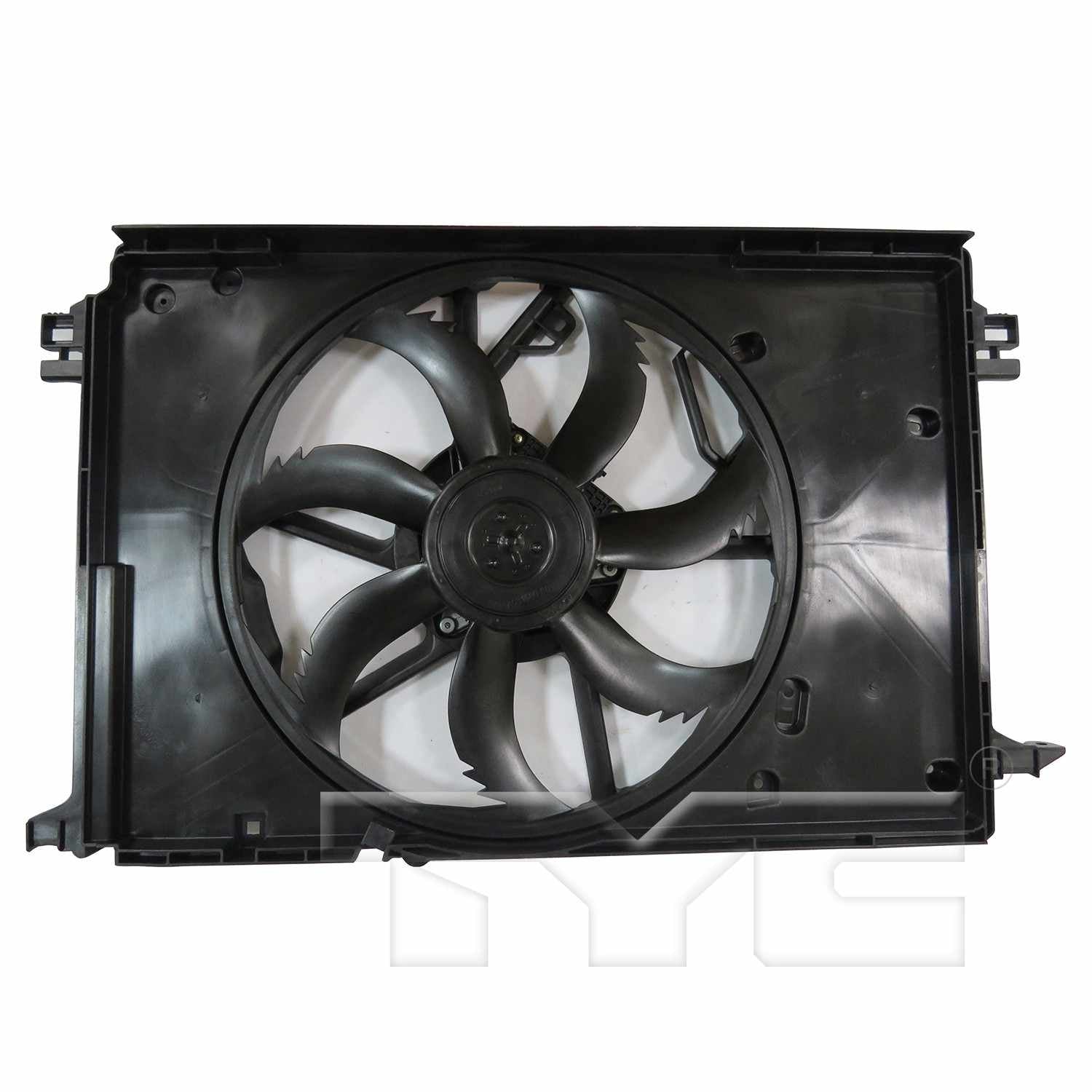 TYC Dual Radiator and Condenser Fan Assembly  top view frsport 624450