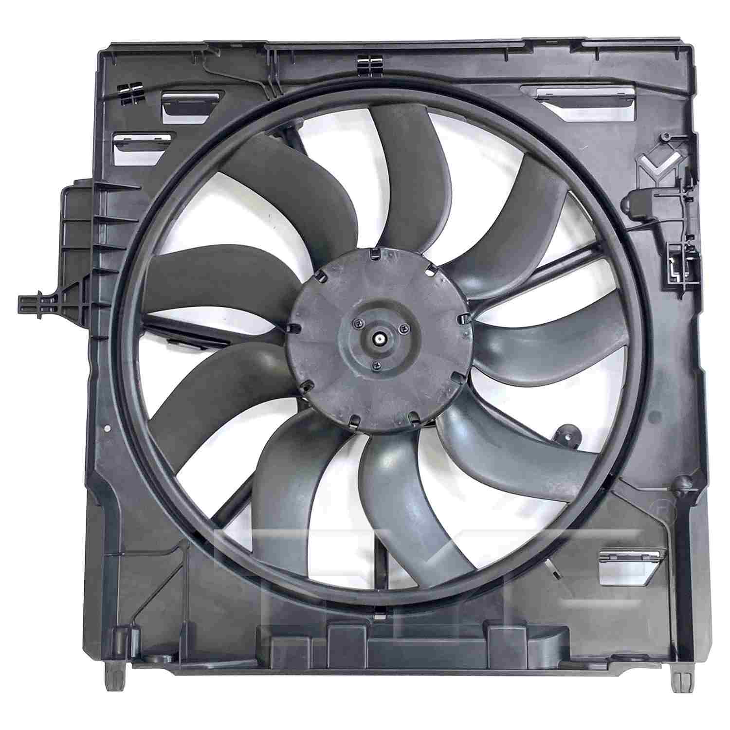 TYC Dual Radiator and Condenser Fan Assembly  top view frsport 624470