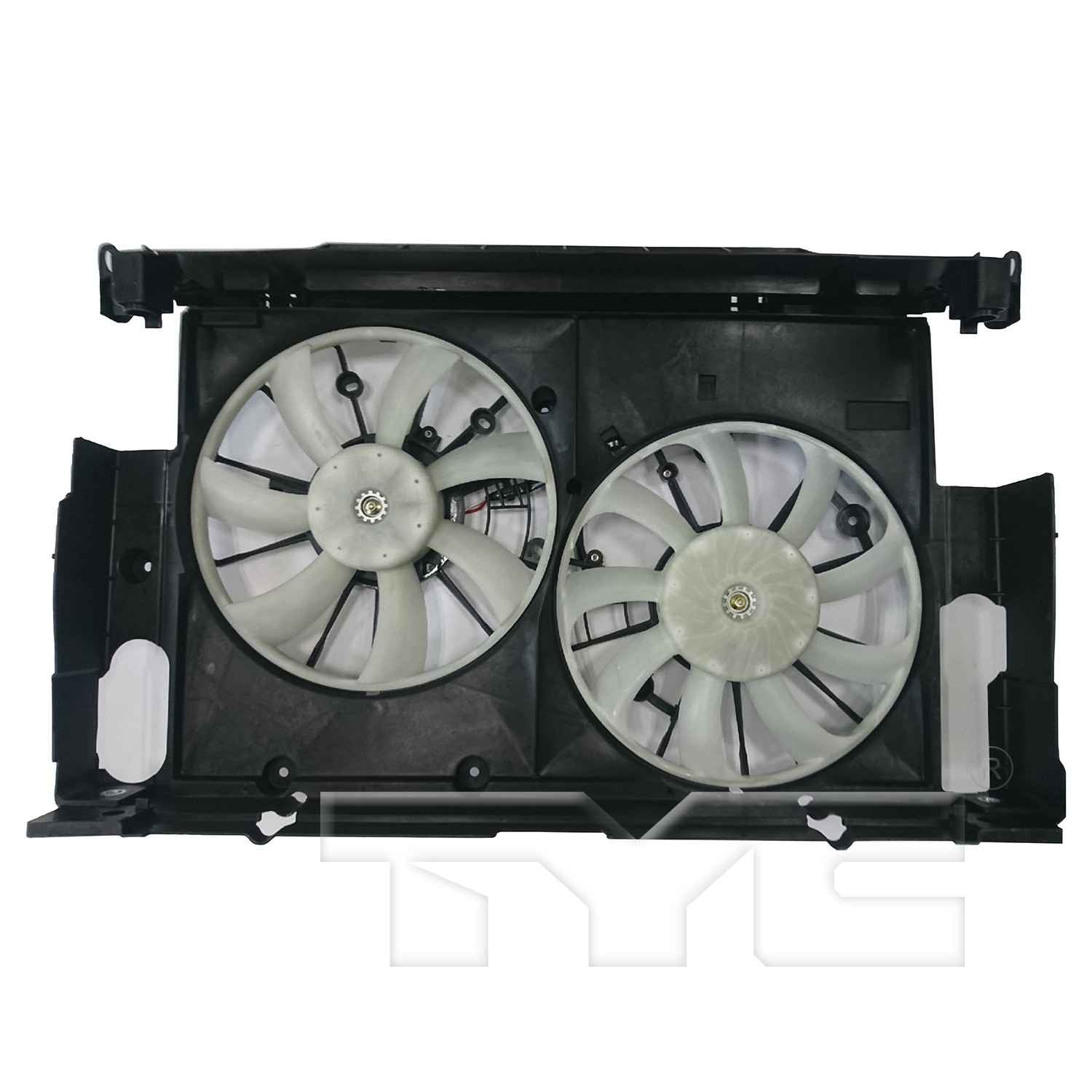 TYC Dual Radiator and Condenser Fan Assembly  top view frsport 624490