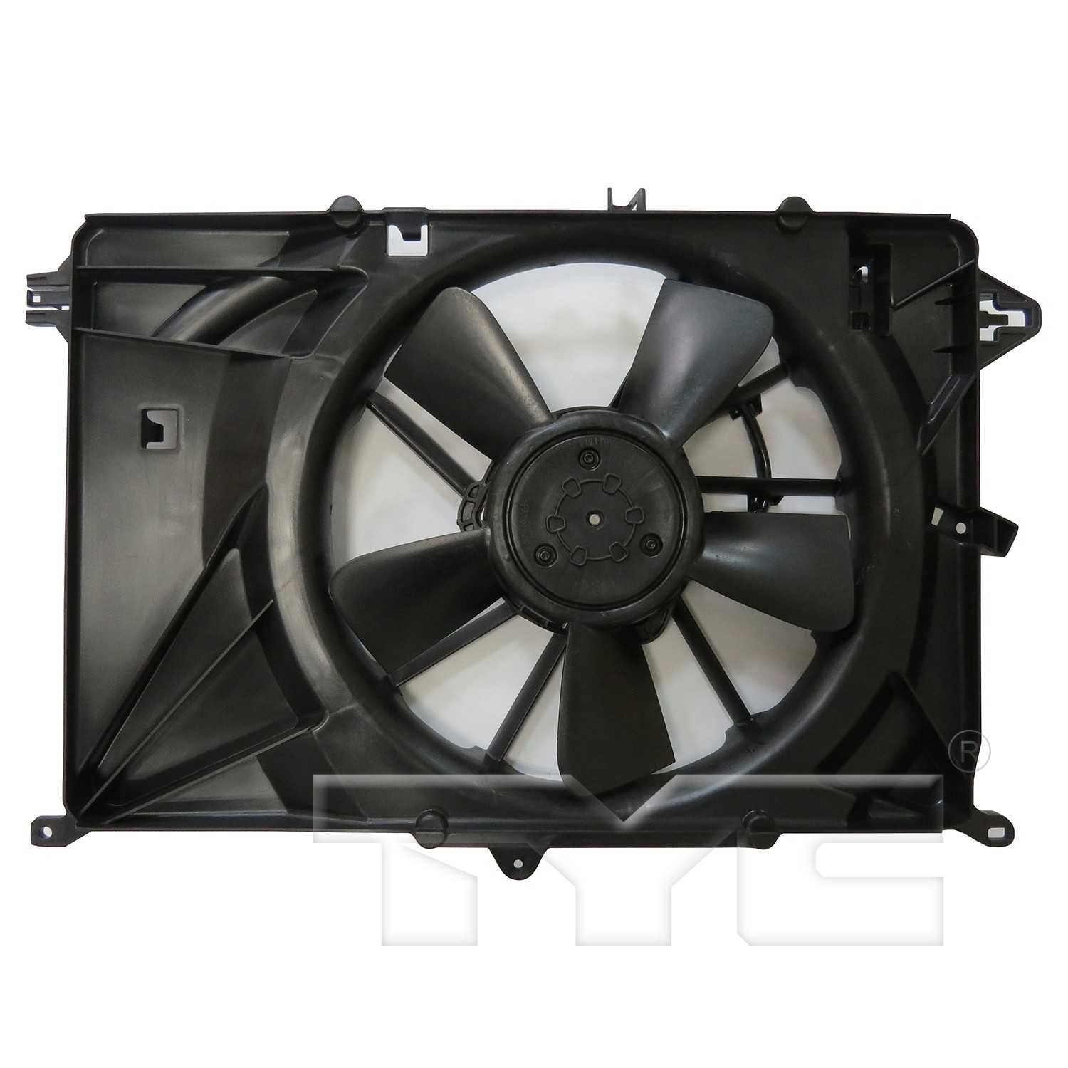 TYC Dual Radiator and Condenser Fan Assembly  top view frsport 624520