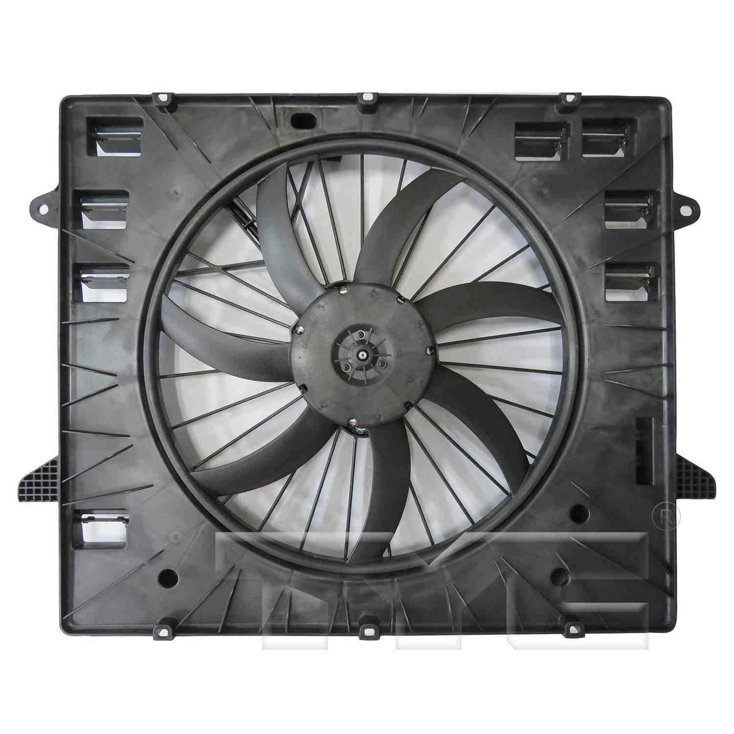 TYC Dual Radiator and Condenser Fan Assembly  top view frsport 624550