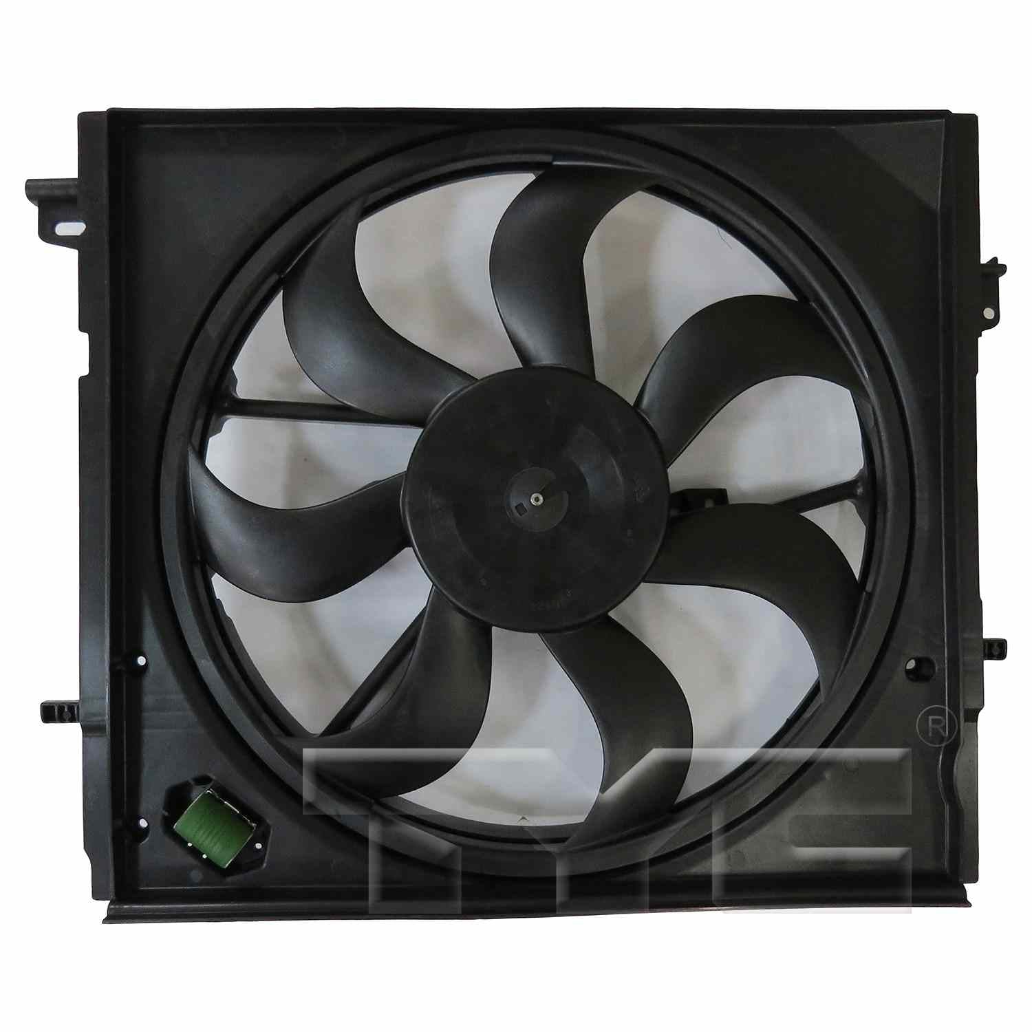 TYC Dual Radiator and Condenser Fan Assembly  top view frsport 624660