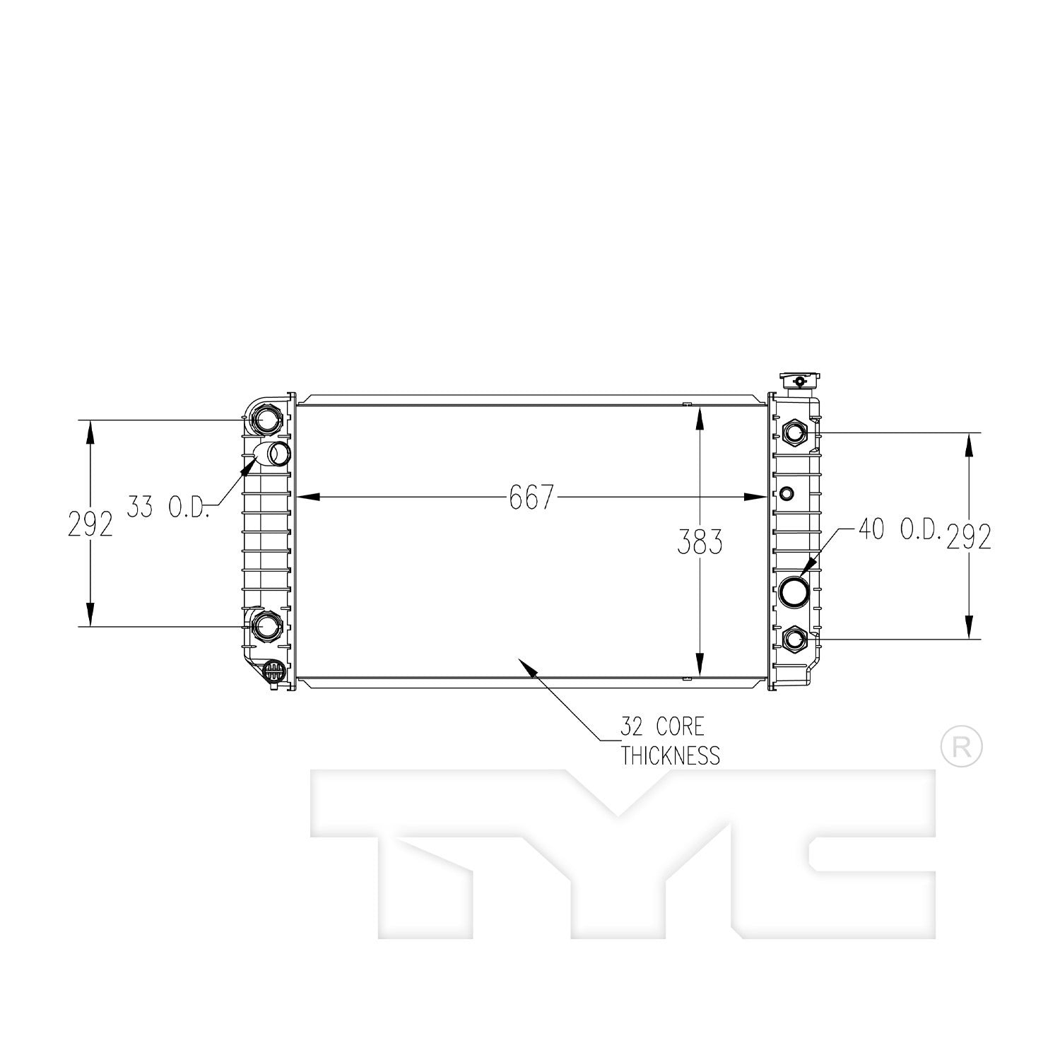 TYC TYC Radiator  top view frsport 705