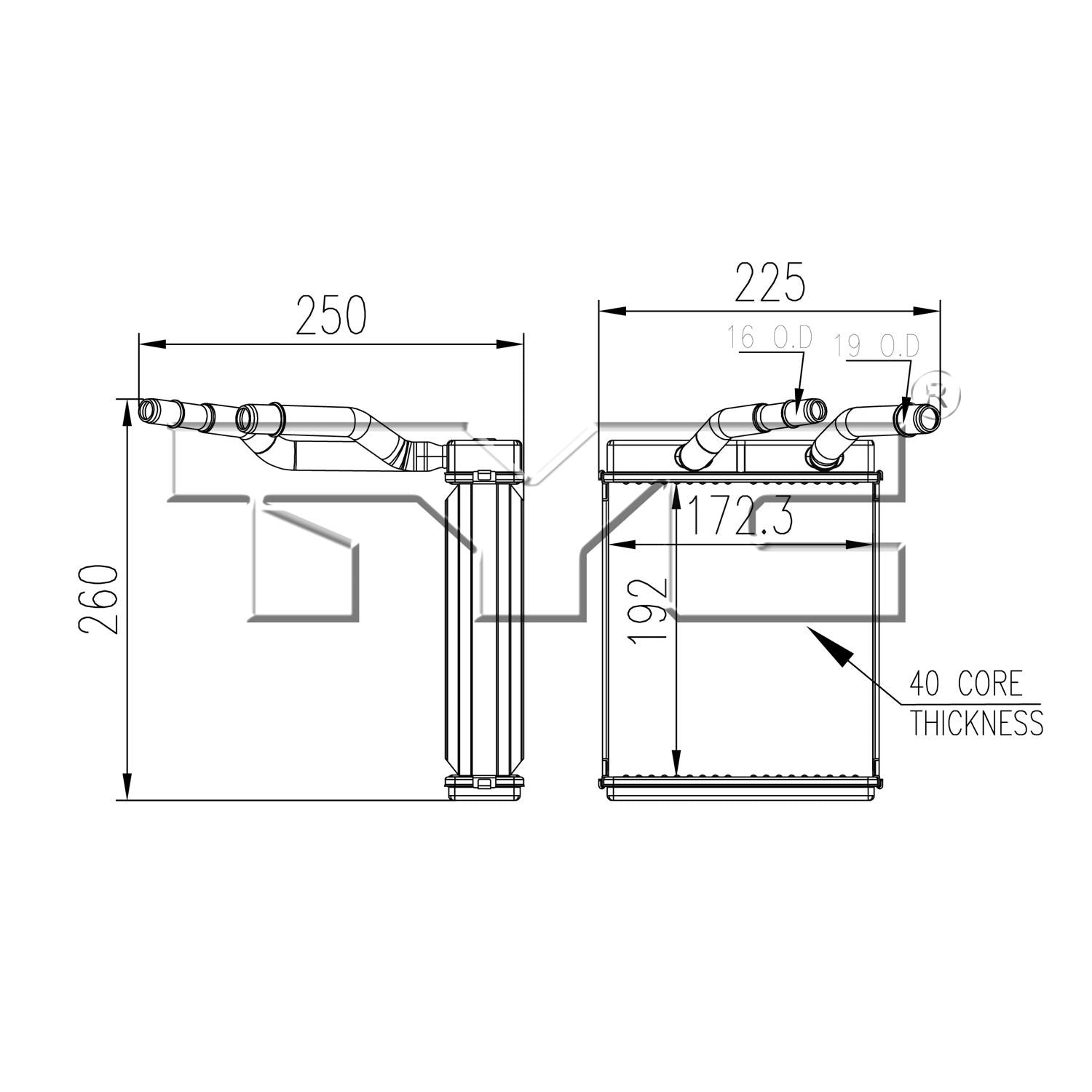 tyc hvac heater core  frsport 96109