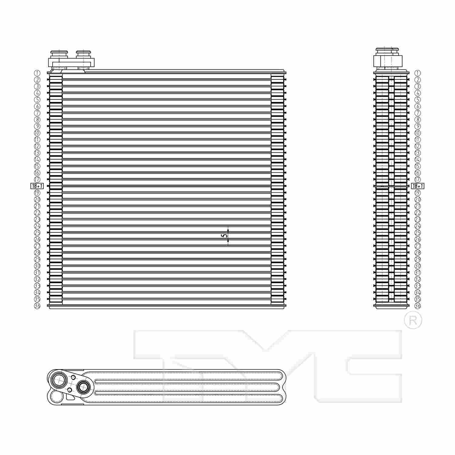 tyc a/c evaporator core  frsport 97036