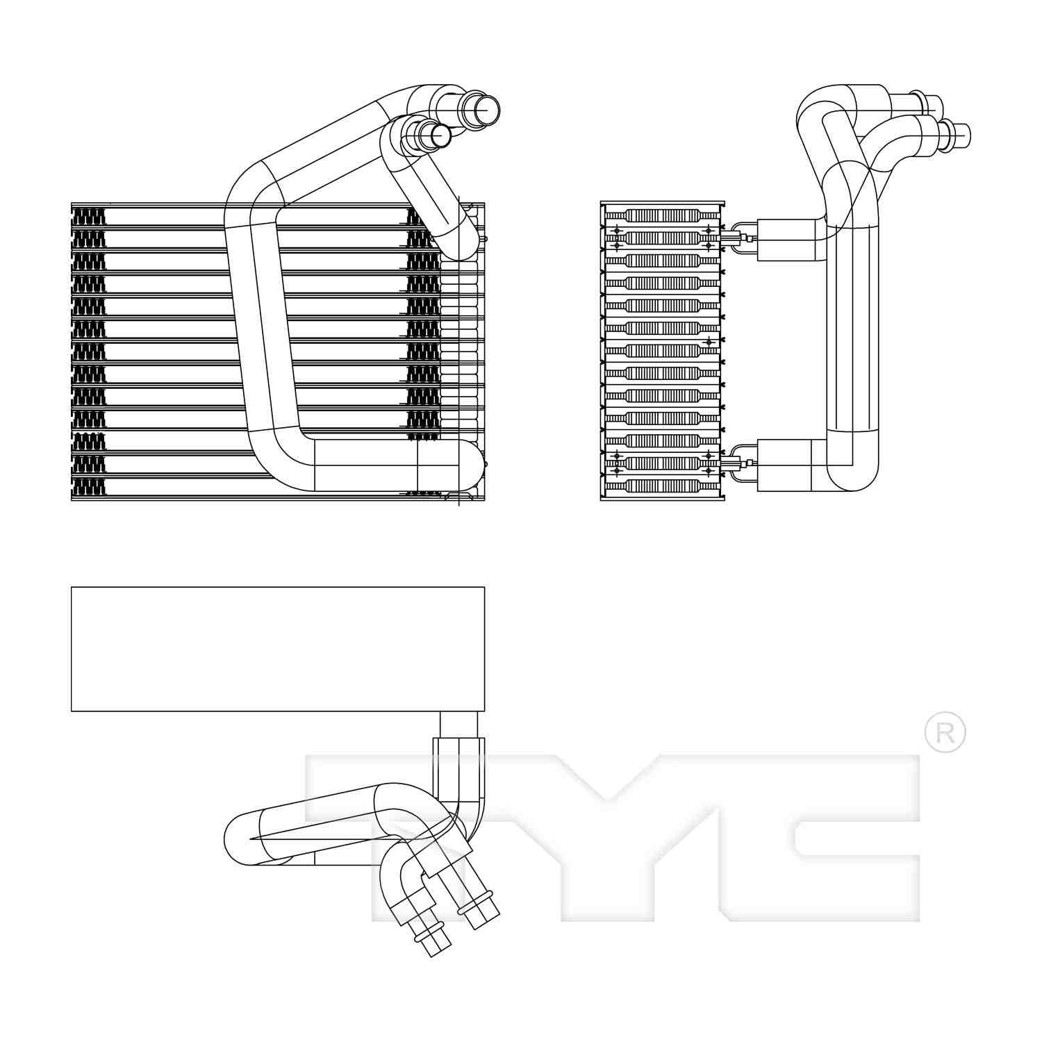 TYC A/C Evaporator Core  top view frsport 97202