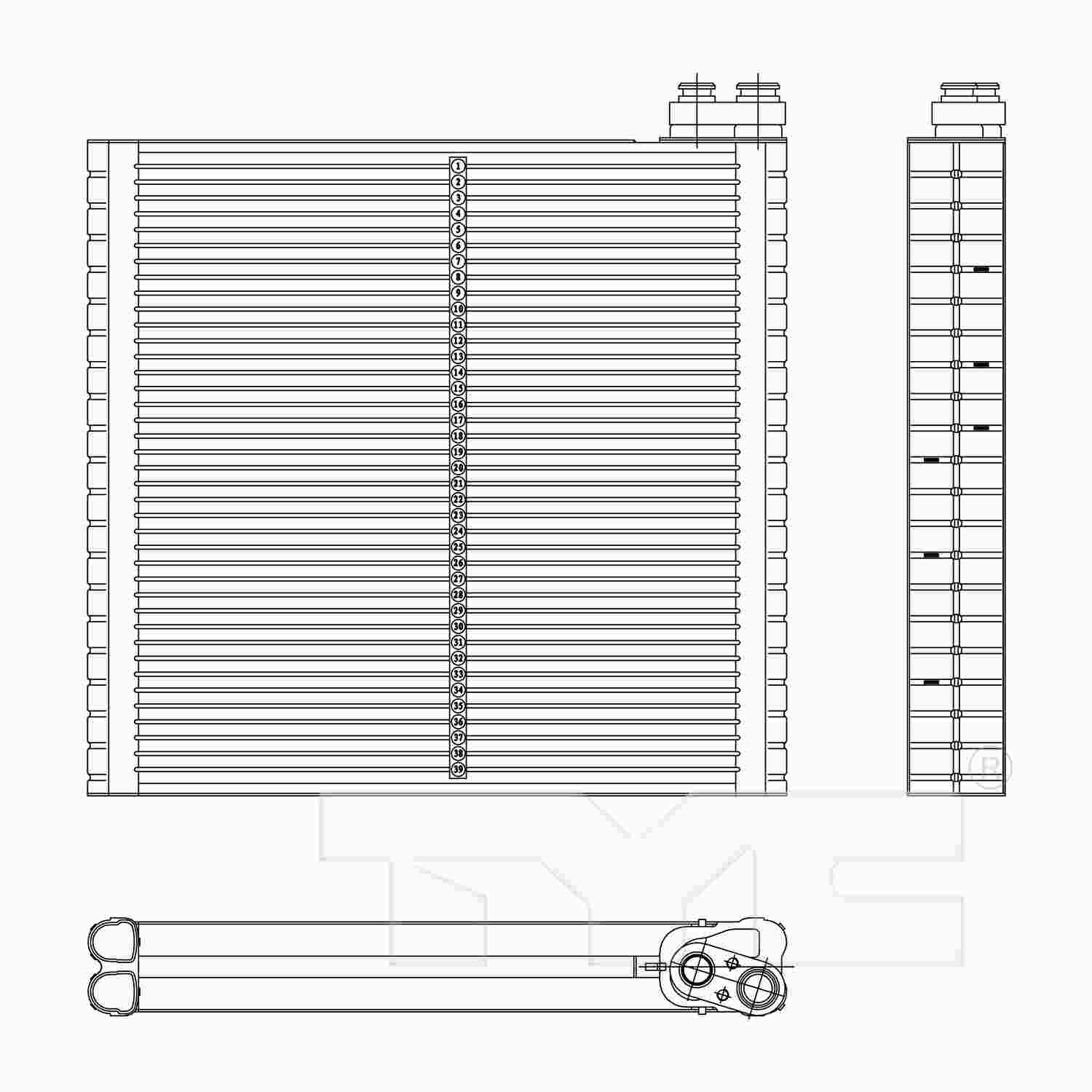 TYC A/C Evaporator Core  top view frsport 97212