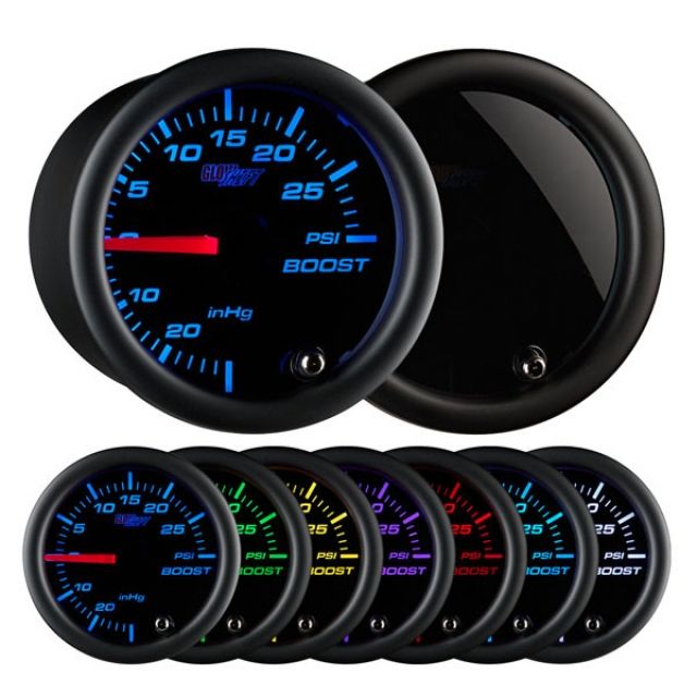 GlowShift Tinted 7 Color 30 PSI Boost/Vacuum Gauge 52mm