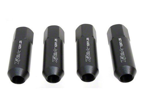 TiTek Aluminum Lightweight Long Open Lug Nuts 4-Pack 12 x 1.50 BLACK